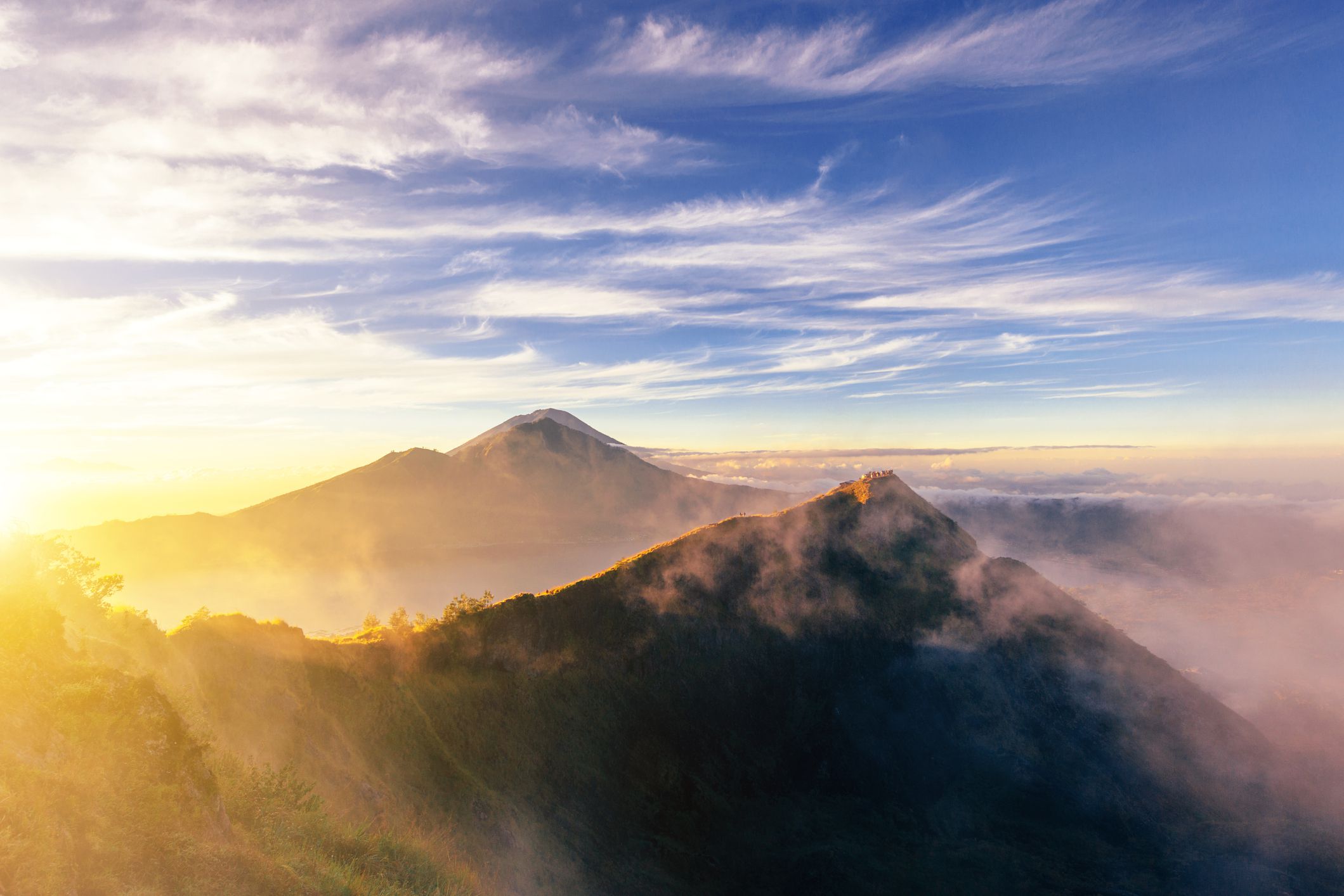 Mount Batur at sunrise in the morning