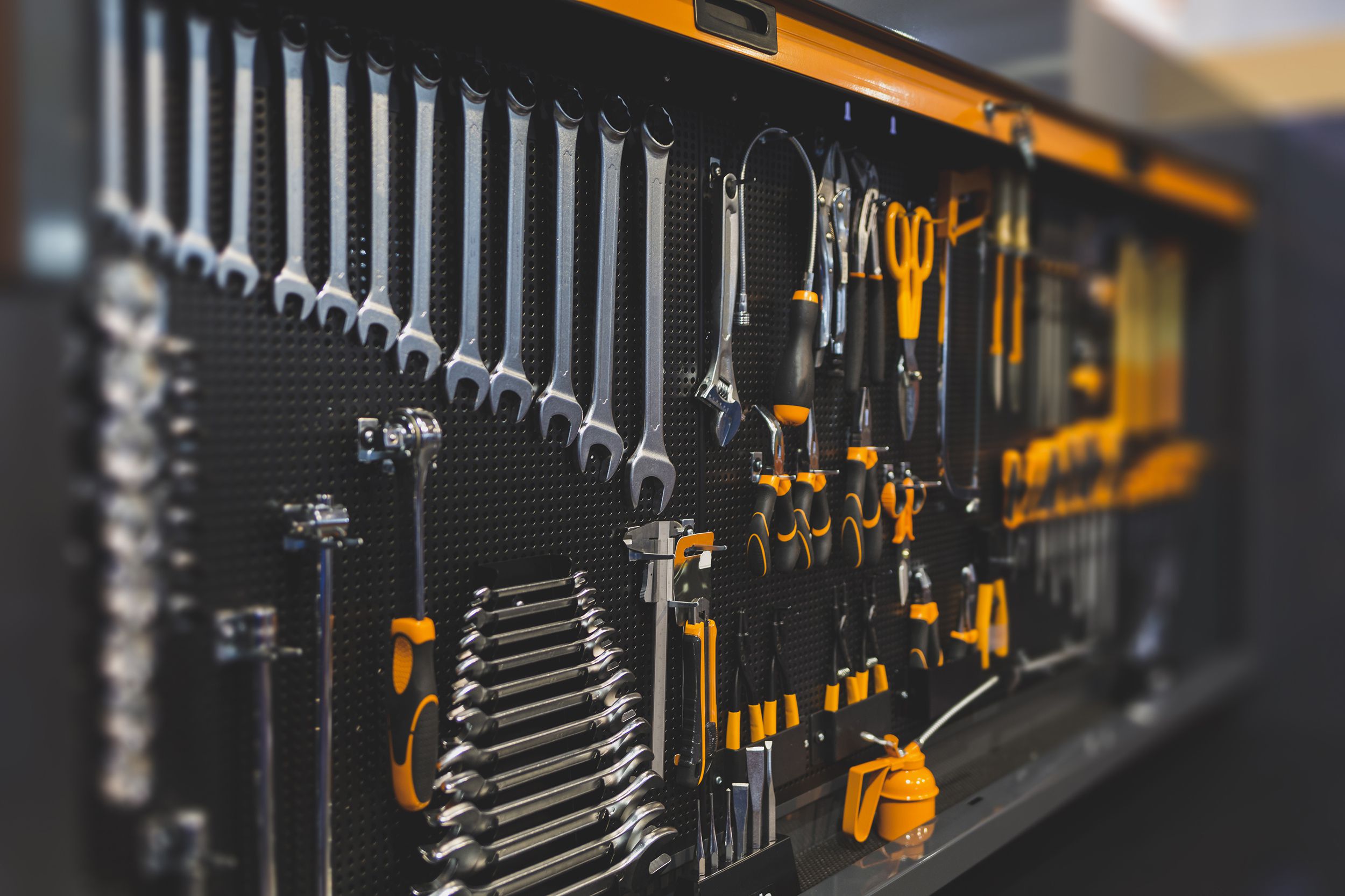 work tools in a modern wall organizer
