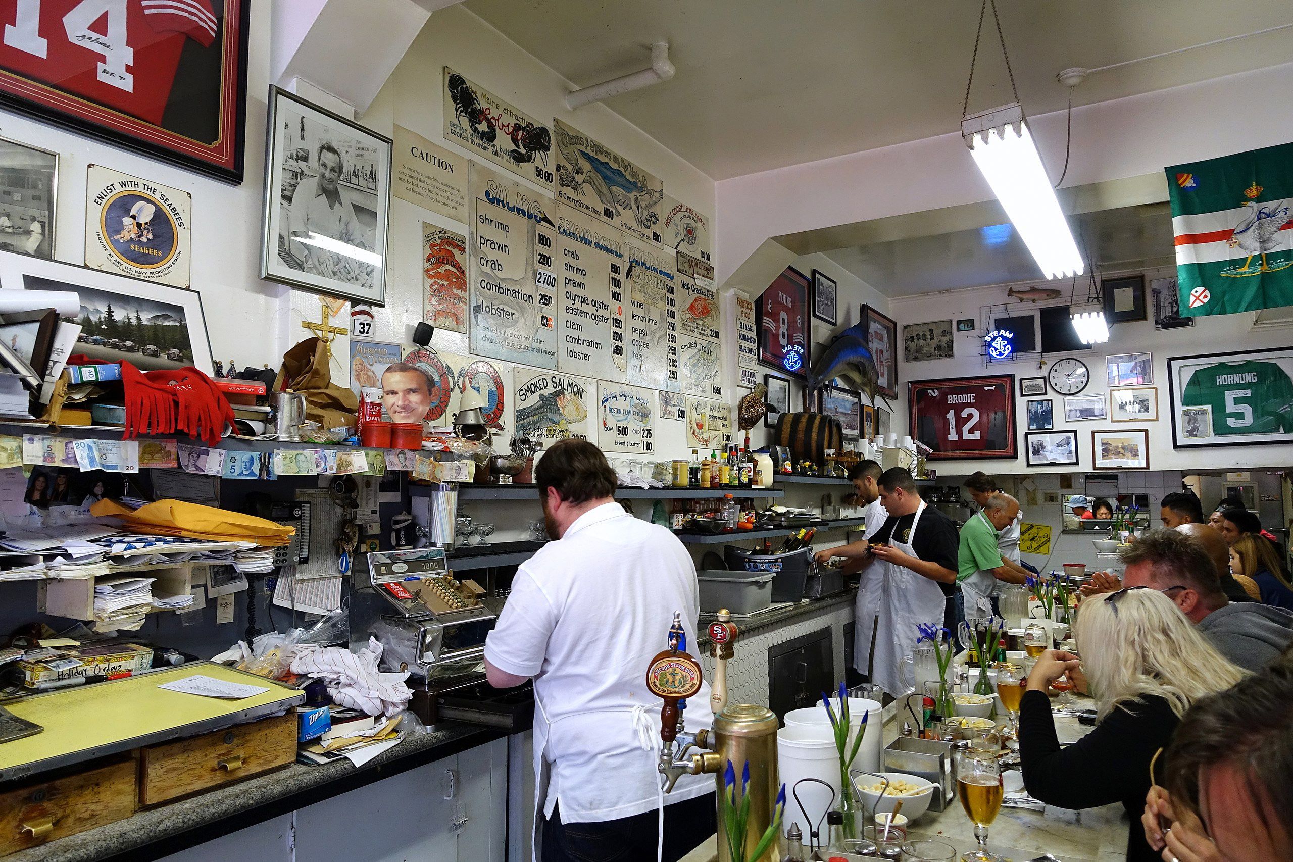 Interior of the Swann Oyster Depot in San Francisco