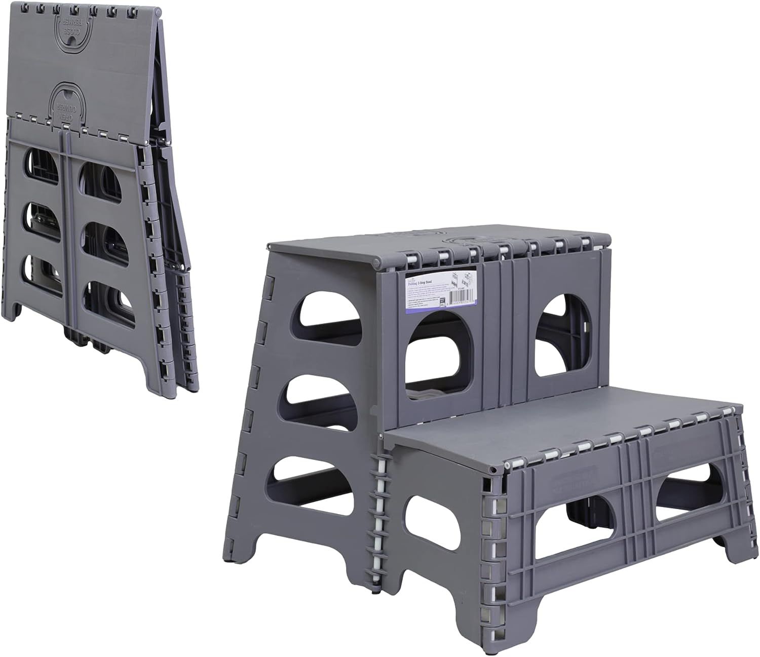 Bee Neat 2-Step Foldable Step Stool, Gray