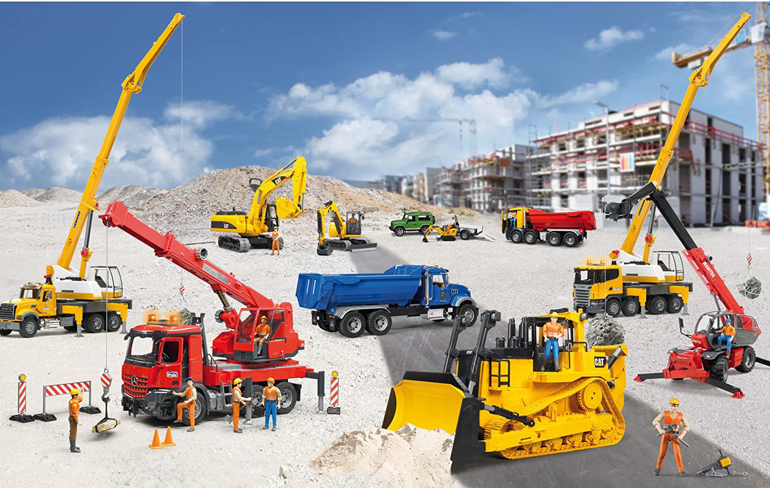 Set of Bruder-brand construction toys