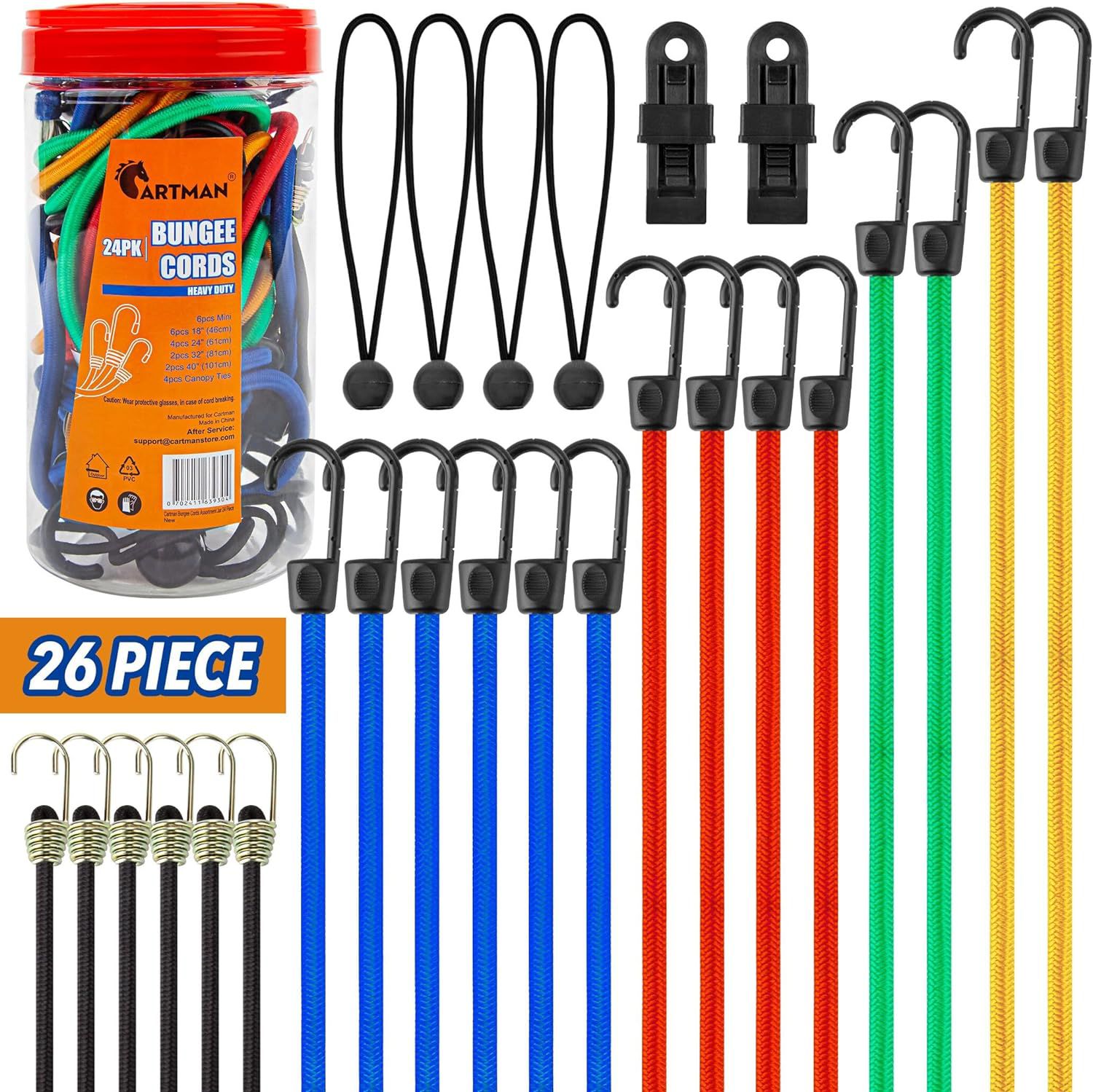 Cartman 24-Piece Bungee Cords Assortment Jar