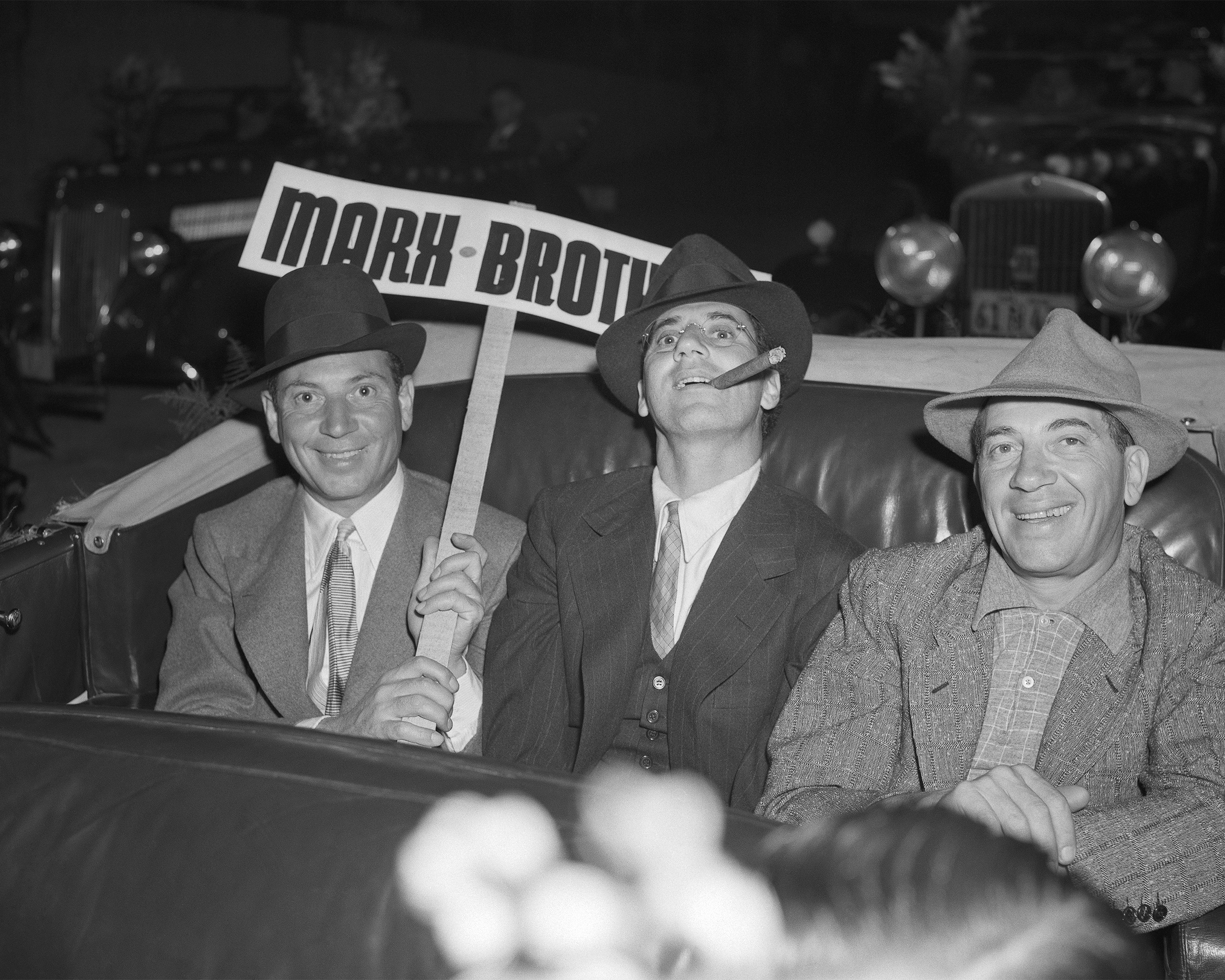 The Marx Bros L-R: Harpo Marx, Groucho Marx, Chico Marx at the Santa Claus Lane Parade