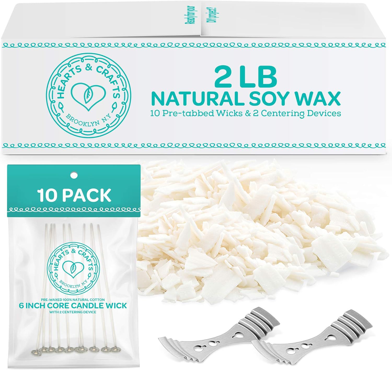 Hearts & Crafts Natural Soy Wax for Candle Making, 2 lbs.