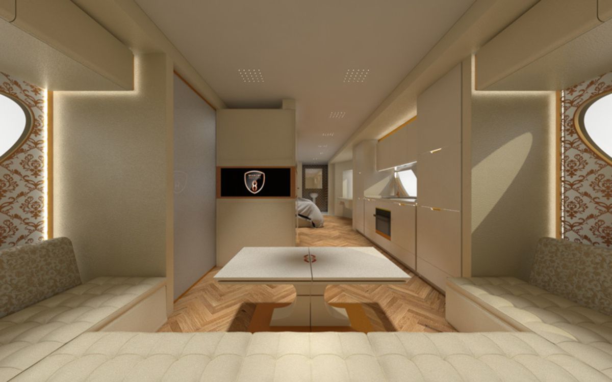 Interior of Elemment Palazzo Superior, luxurious with light beige coloring