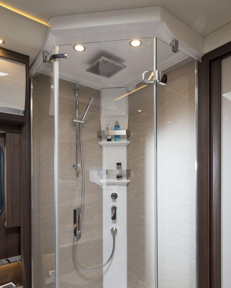 Interior of Morelo Empire Liner, shower in bathroom