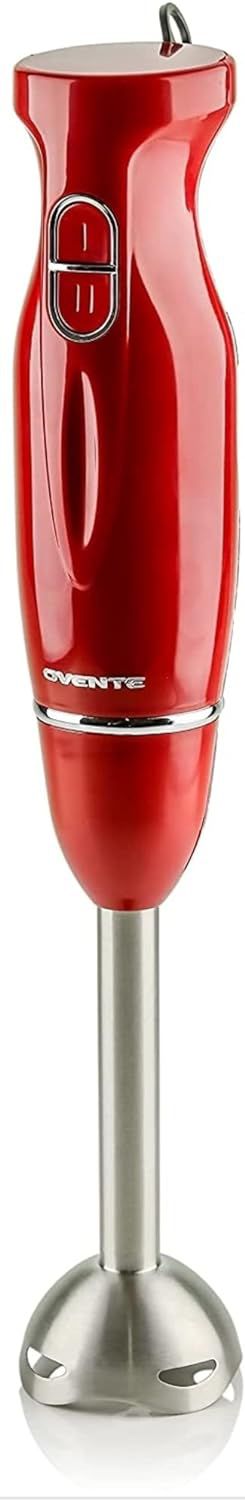 OVENTE Electric Immersion Hand Blender, Red