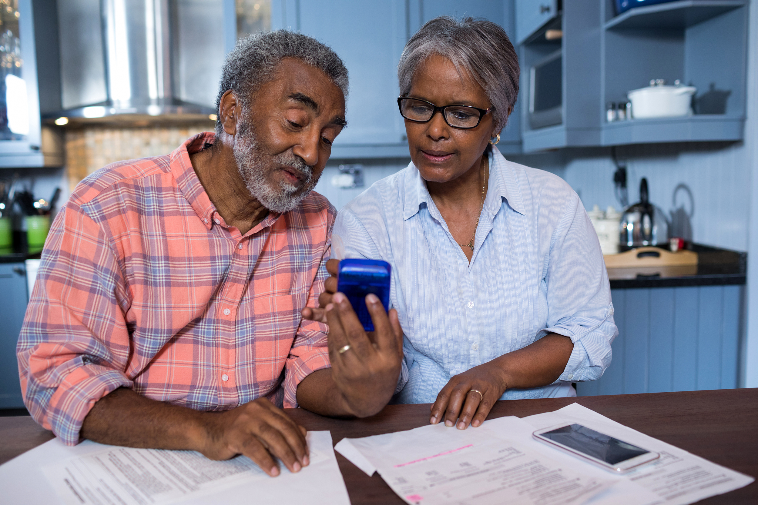 Senior couple doing finances