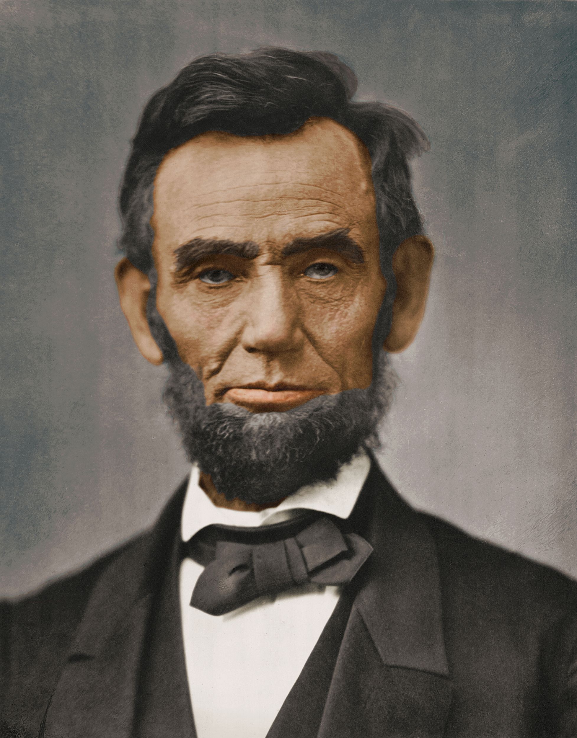 Portrait of Abraham Lincoln, colored from original black and white, circa 1860