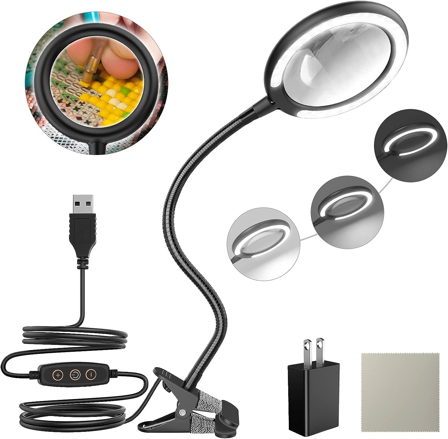 Raweao LED 3x Magnifying Lamp with Clamp