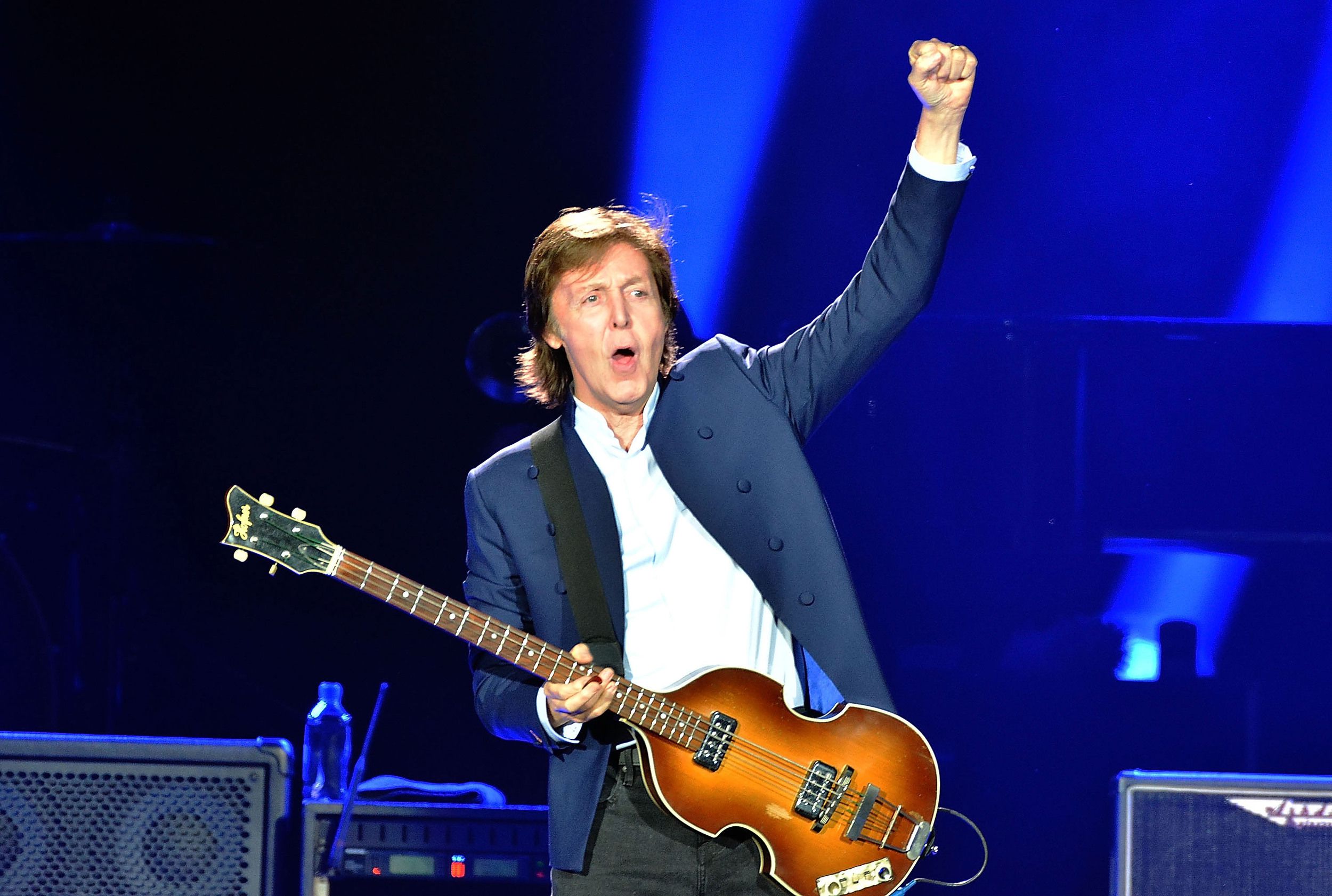Sir Paul McCartney performs live on stage at the O2 Arena on May 23, 2015 in London