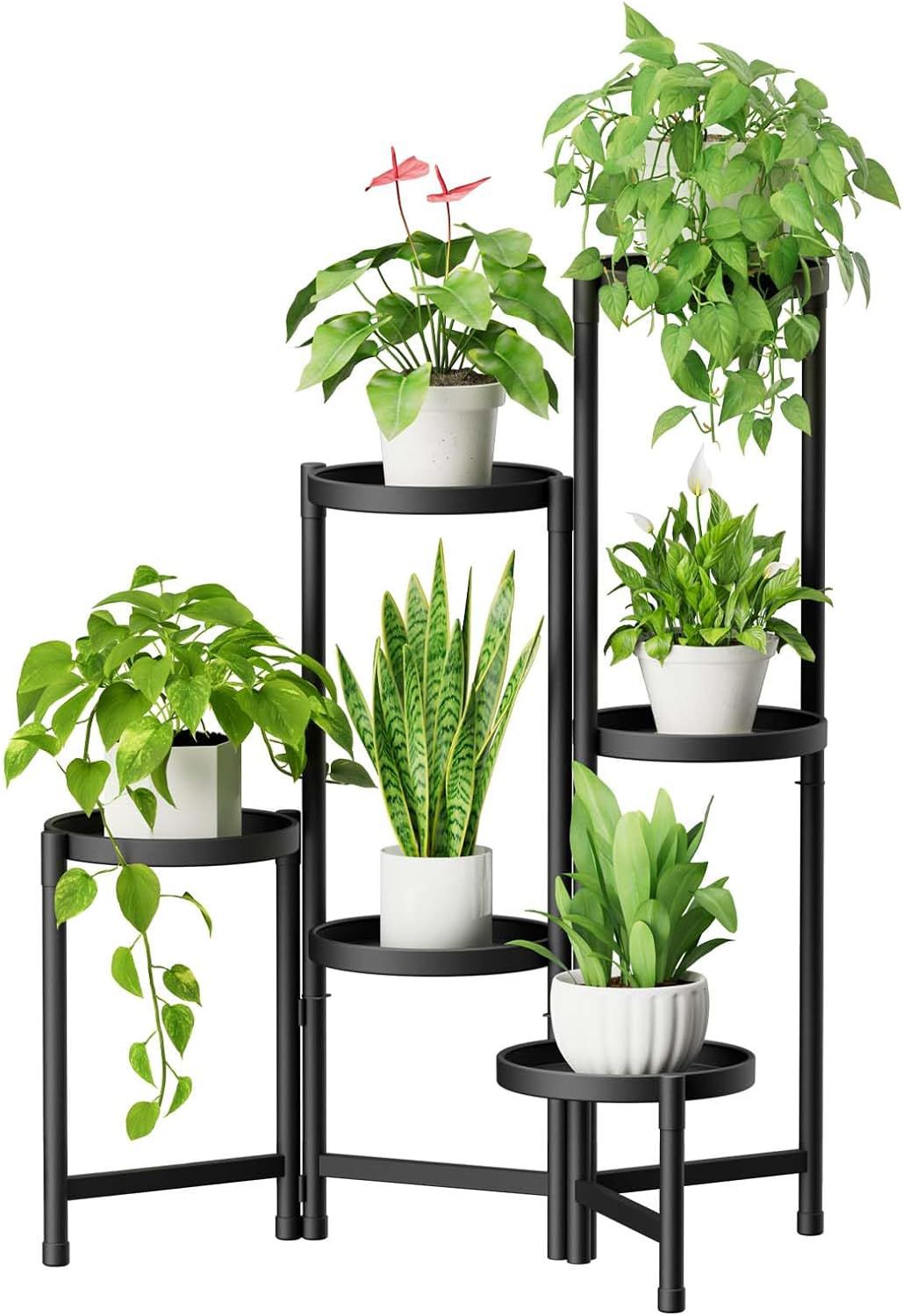 iDavosic.ly 6 Tier Indoor Plant Stand, Black