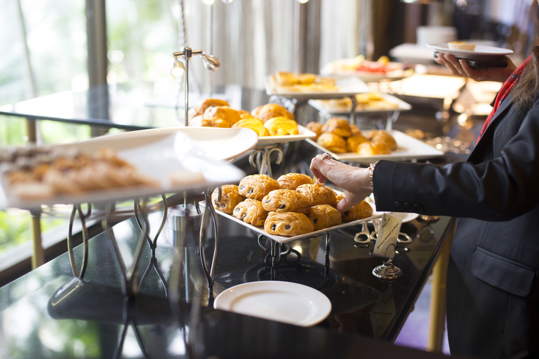 people group catering buffet food indoor, with food and beverage, Eat together.