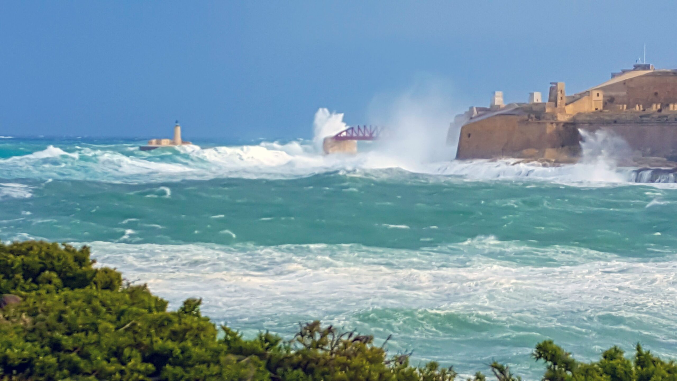 Malta, Sliema - Storm in december 2016 with very high waves - like painting