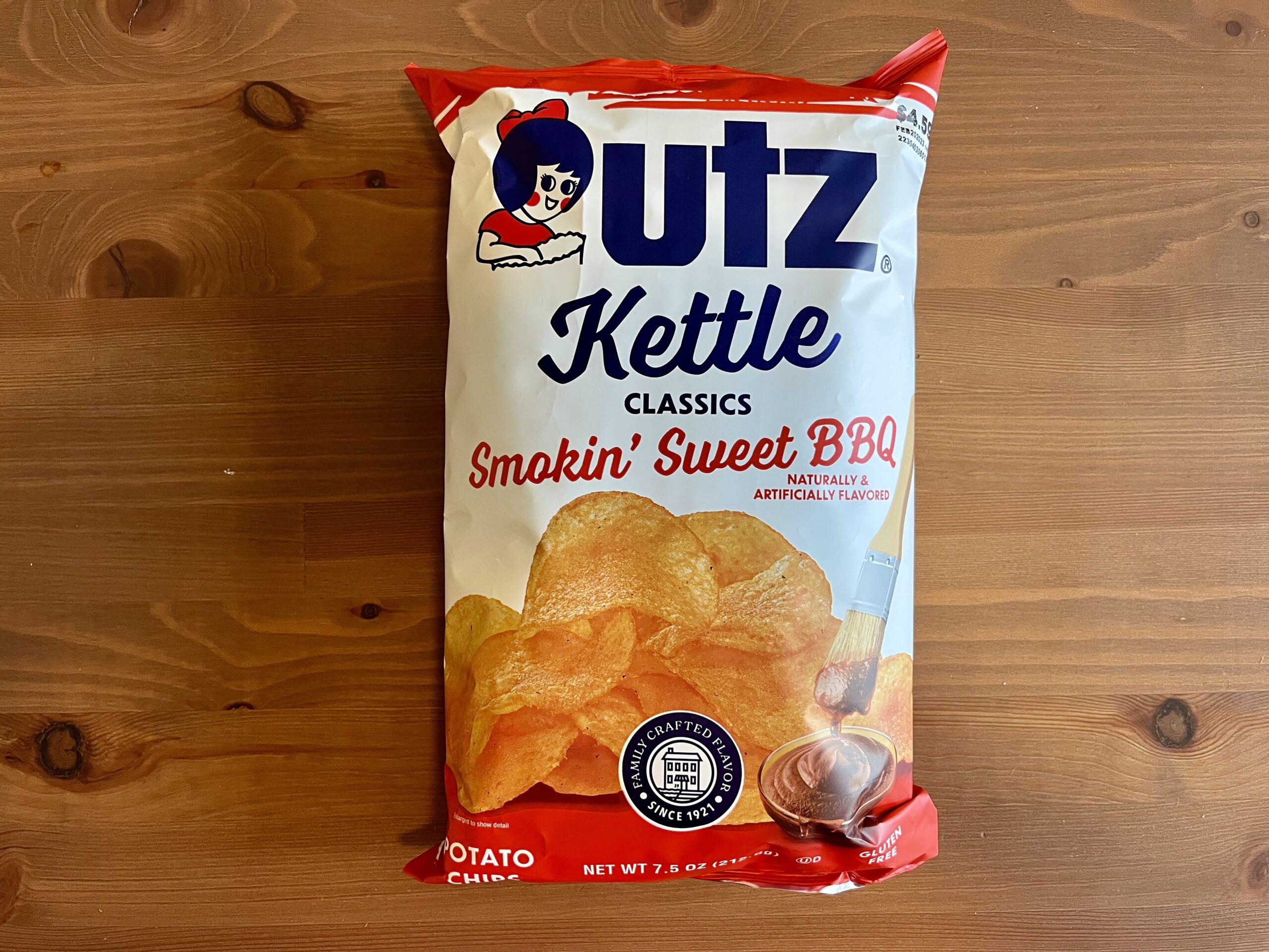 a bag of utz chips smokin sweet barbecue