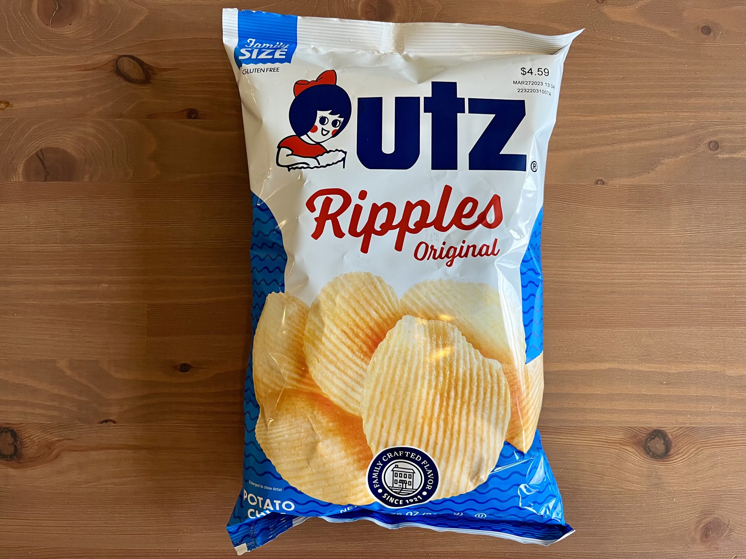 a bag of utz chips original ripples