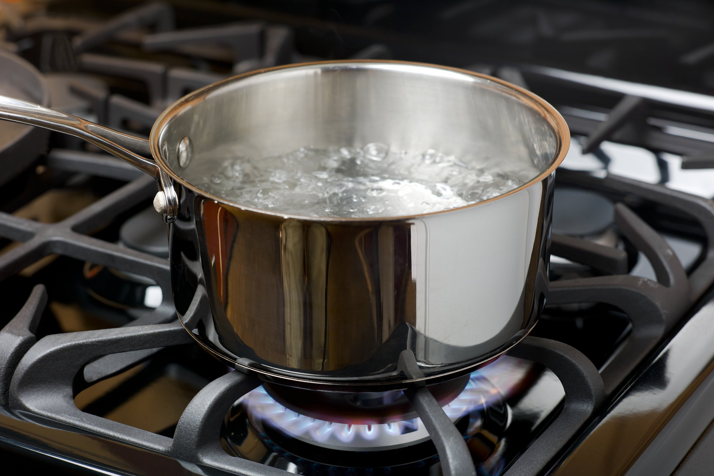 Pot of boiling water on the stove