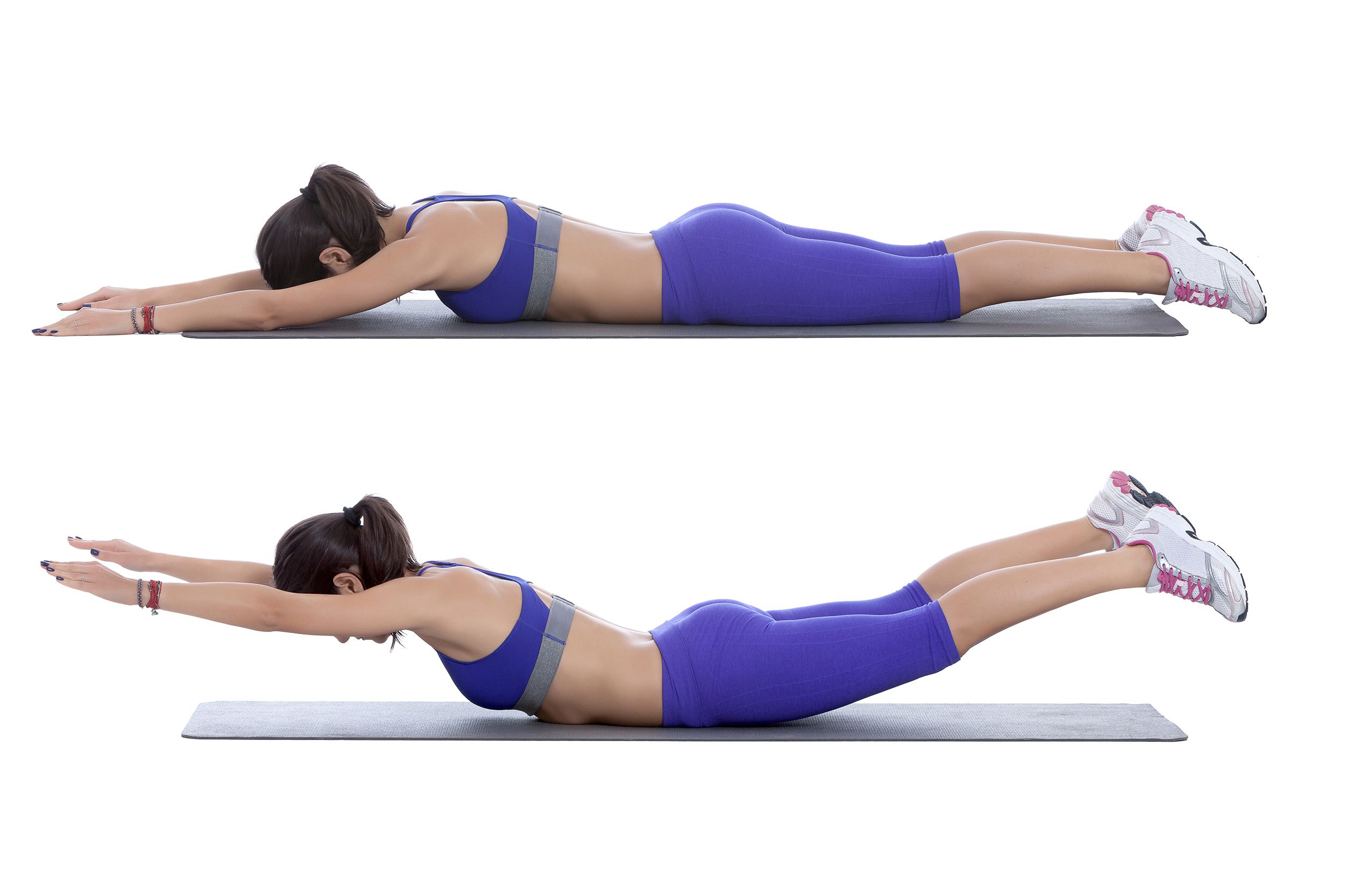 woman doing superman exercise