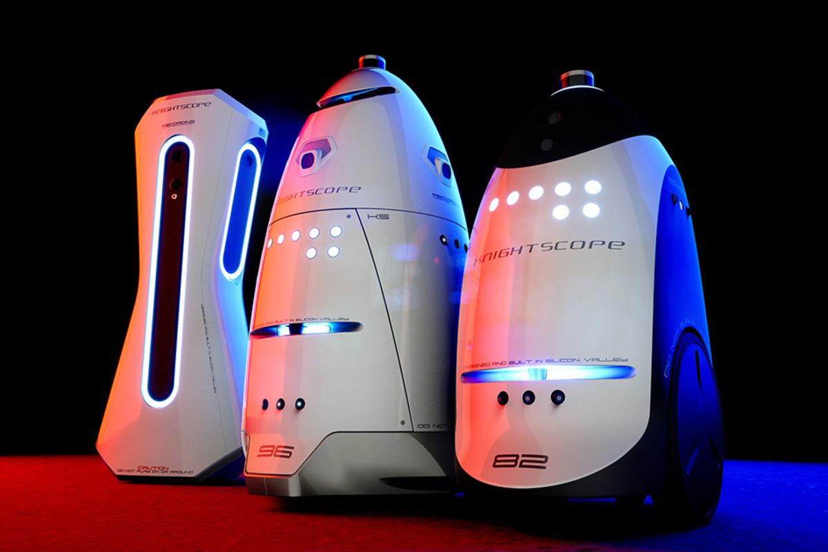 Knightscope K1 Tower, K3 Indoor, and K5 Outdoor Security Robots