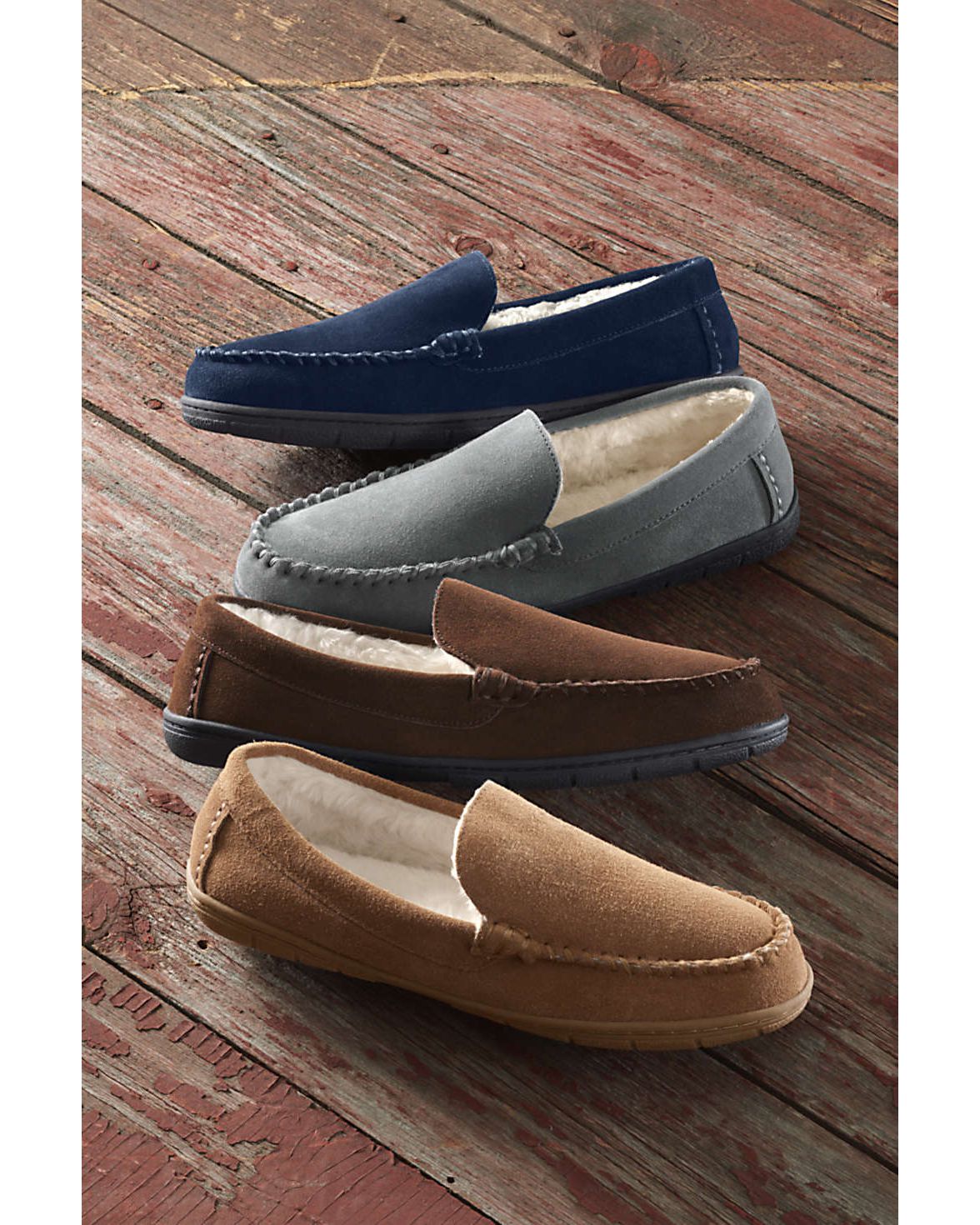 Lands' End Men's Suede Moc Slippers
