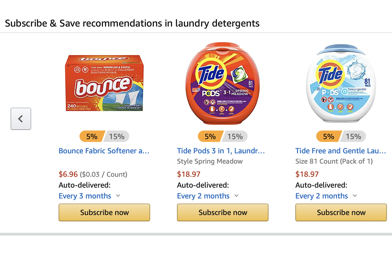 Subscribe and Save for laundry detergent