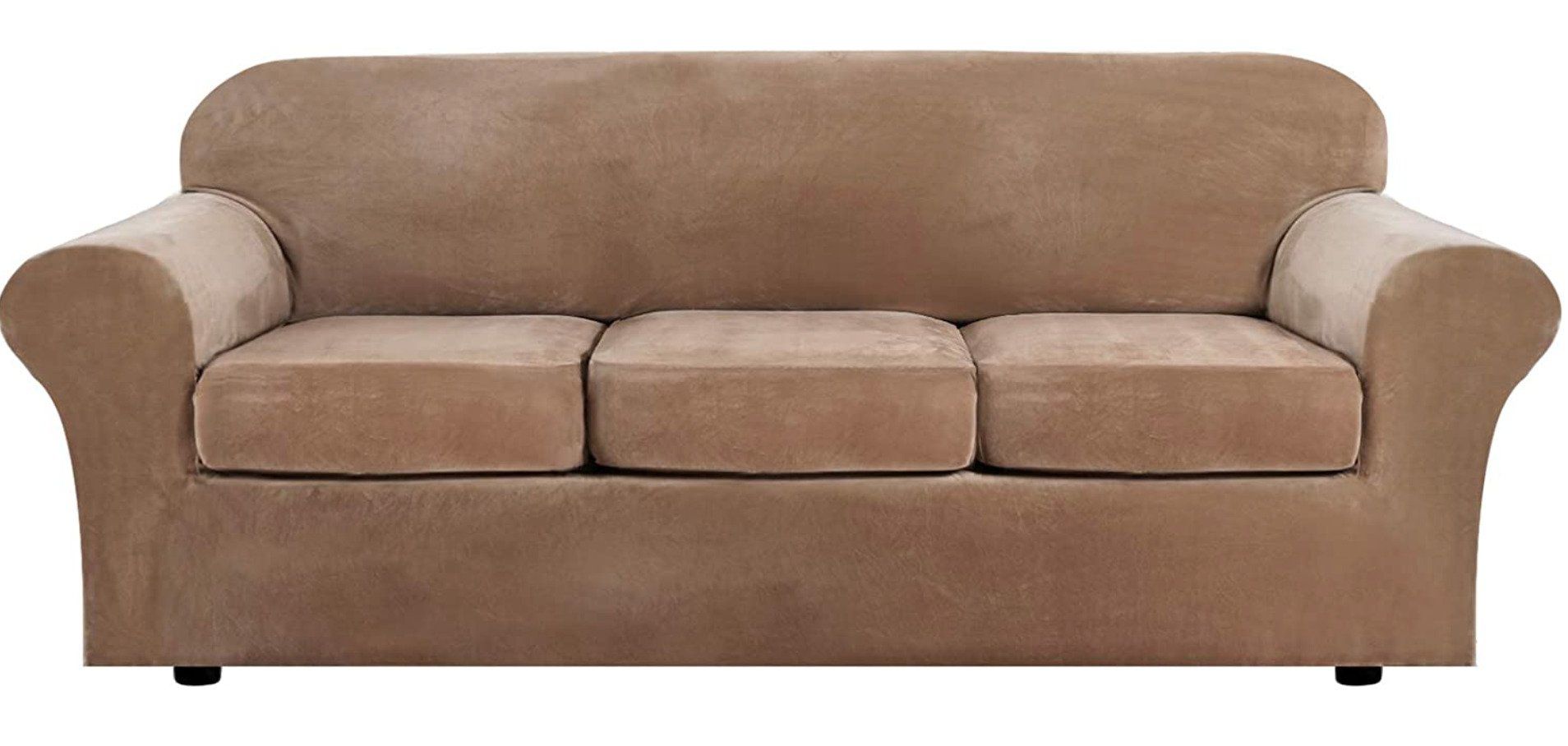 Velvet Plush 4-Piece High Stretch Sofa Slipcover