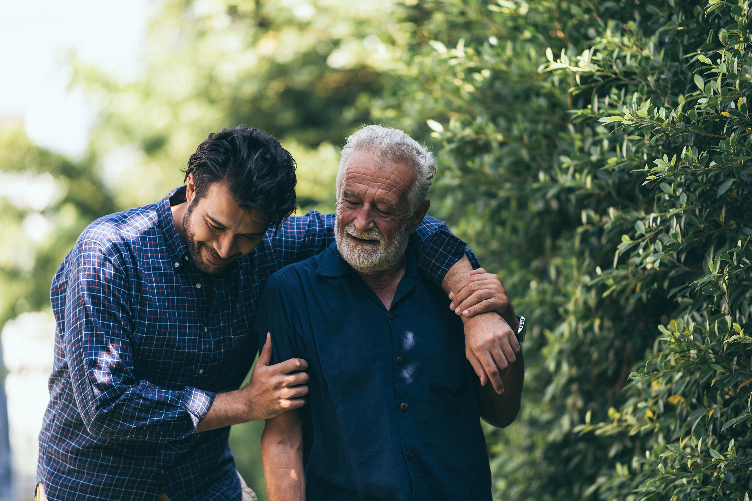senior man and older son