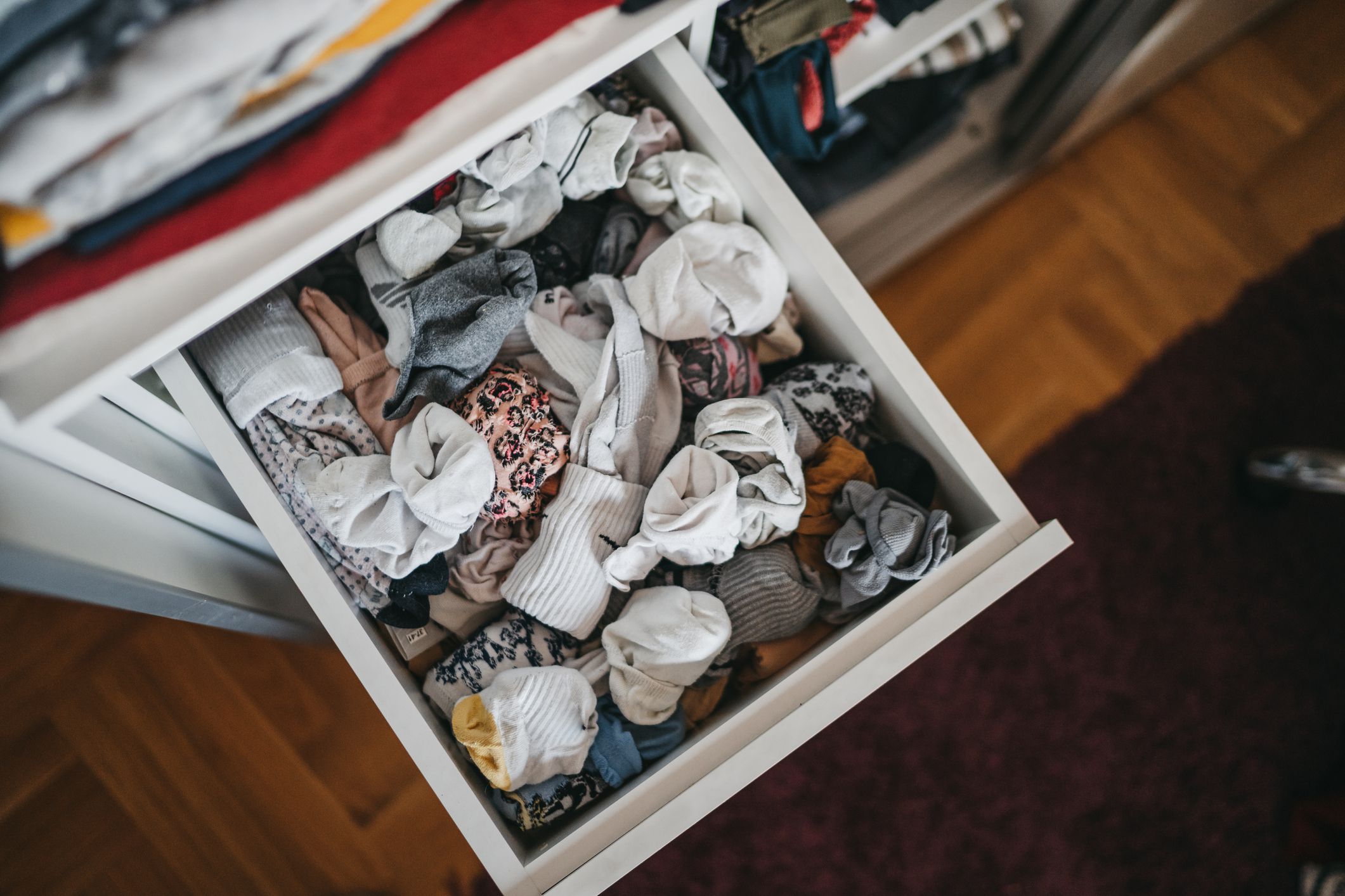 Wardrobe full of clothes