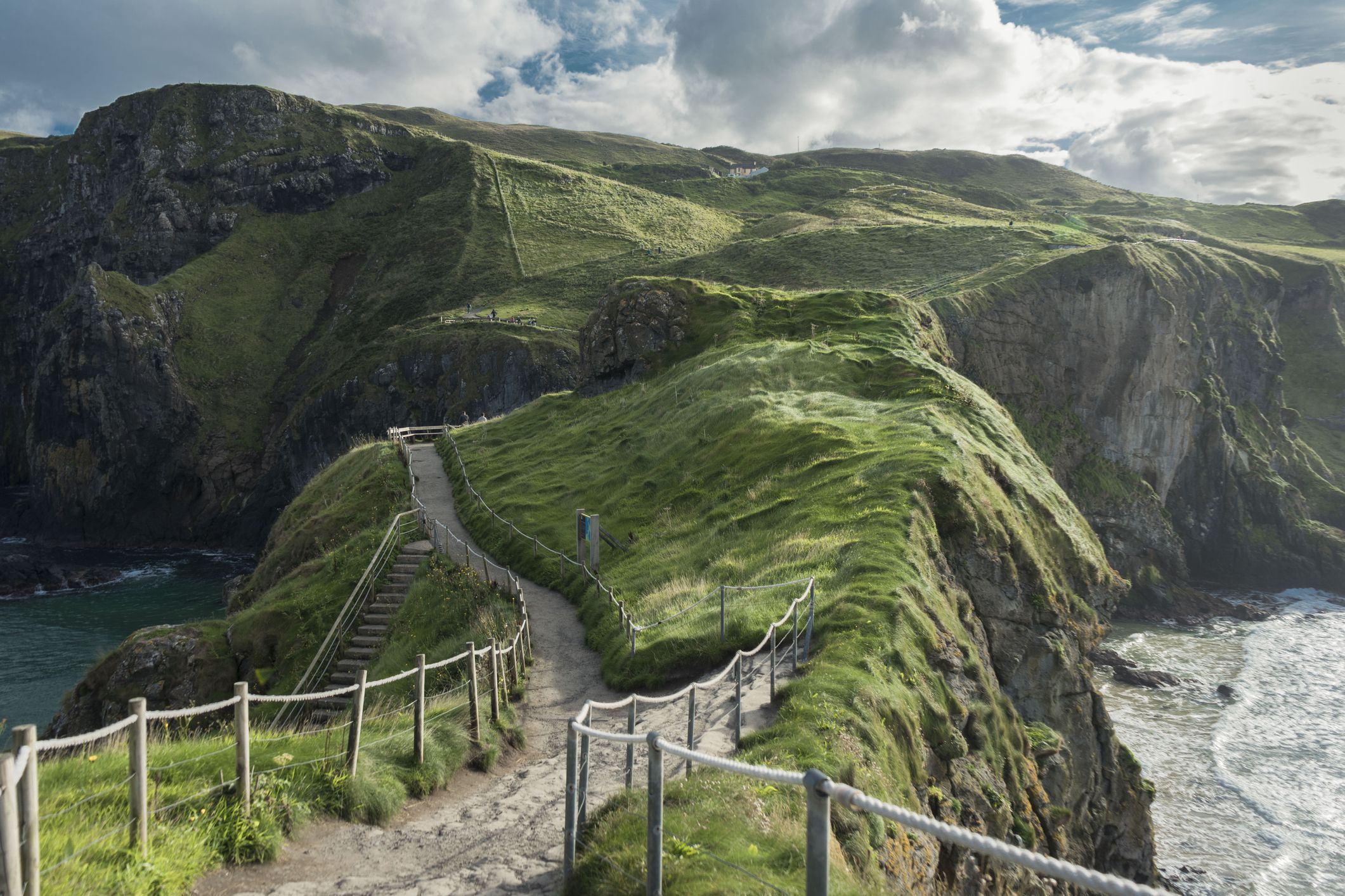 path of Carrick-a-Rede Rope Bridge in Ireland