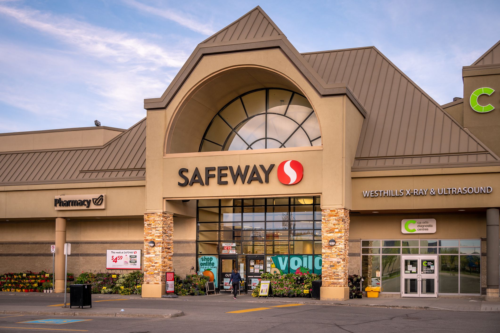 Calgary, Alberta - May 30, 2021: Exterior facade of a Safeway grocery store in Calgary, Alberta.