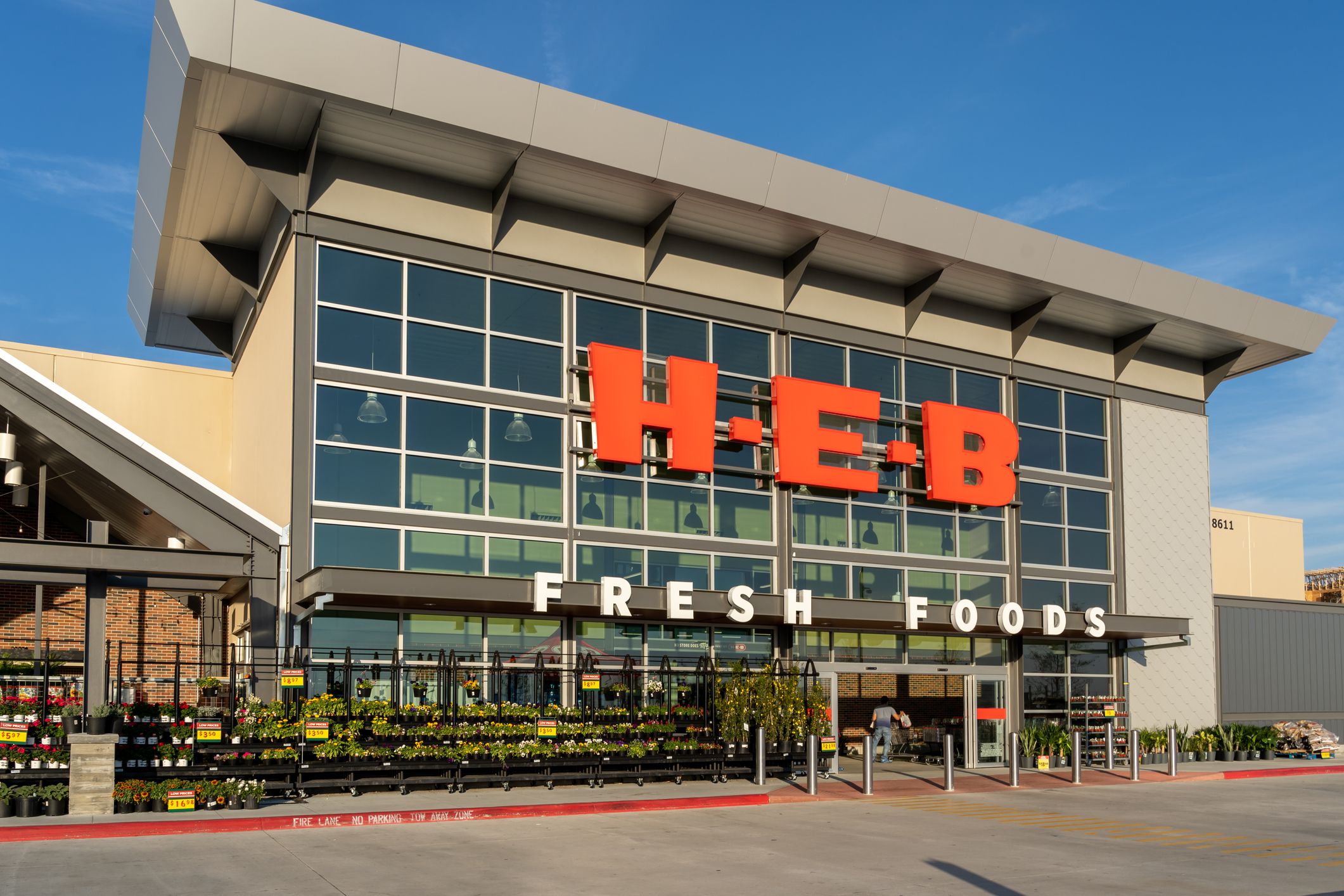 Pearland, Texas, USA - March 3, 2022: H-E-B supermarket store in Pearland, Texas, USA. H-E-B Grocery Company, LP is an American supermarket chain.