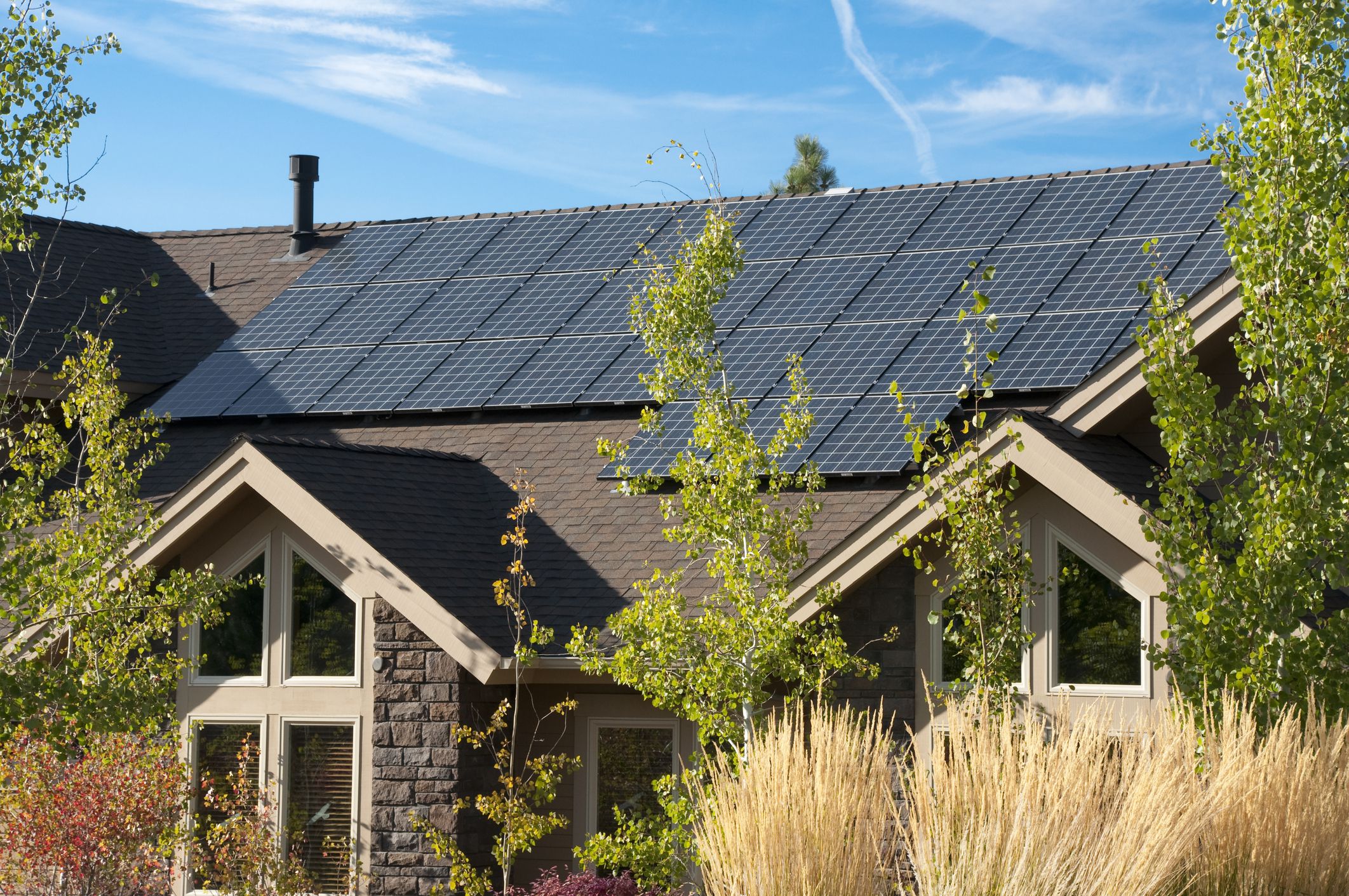 This home shows a close up of the electric solar panels.