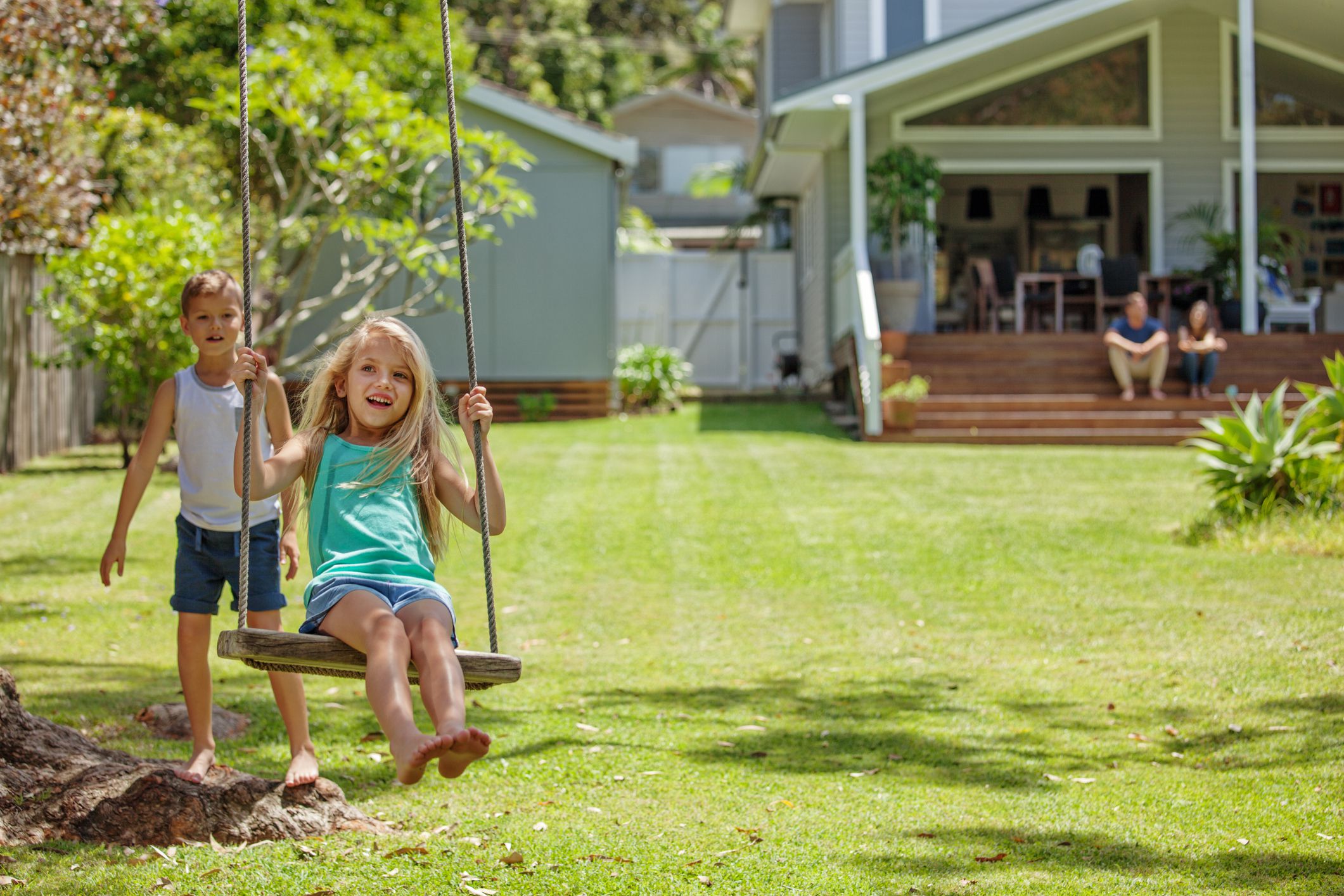 kids playing outside house