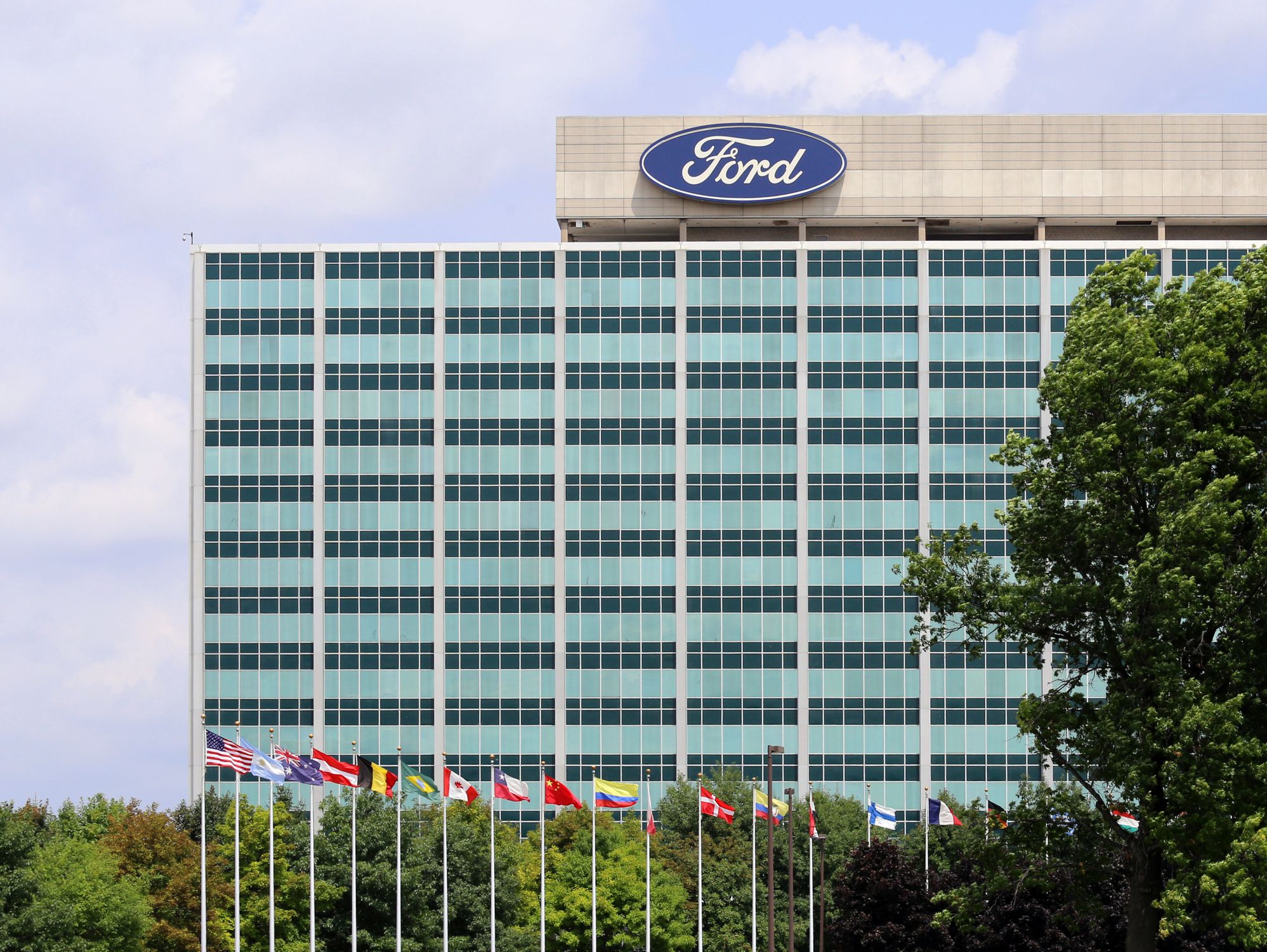 Dearborn, MI, USA – July 31, 2014: The Ford Motor Company World Headquarters building located in Dearborn, Michigan. Ford Motor Company is an American multinational automobile corporation.