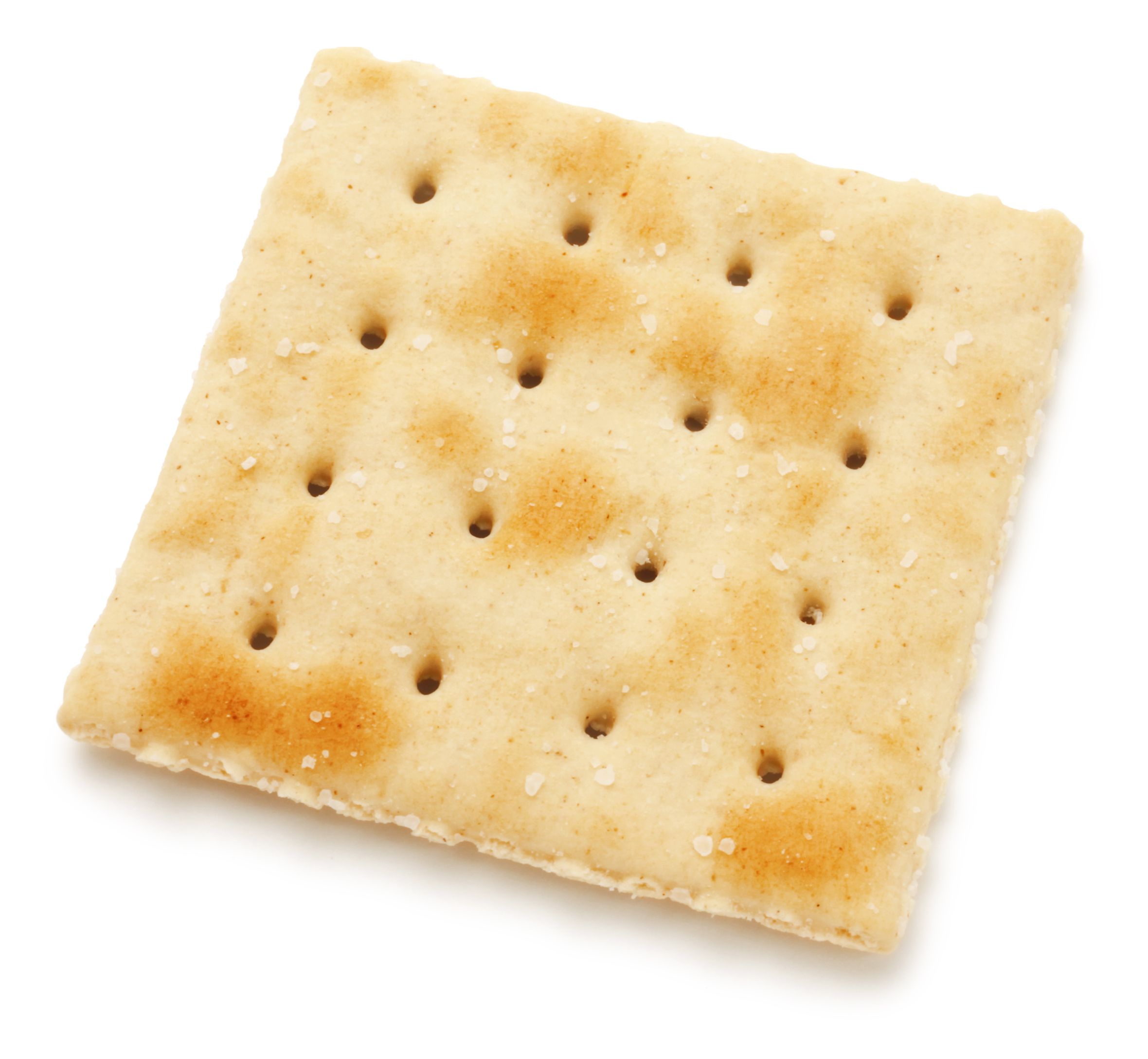 Single salted cracker isolated on white
