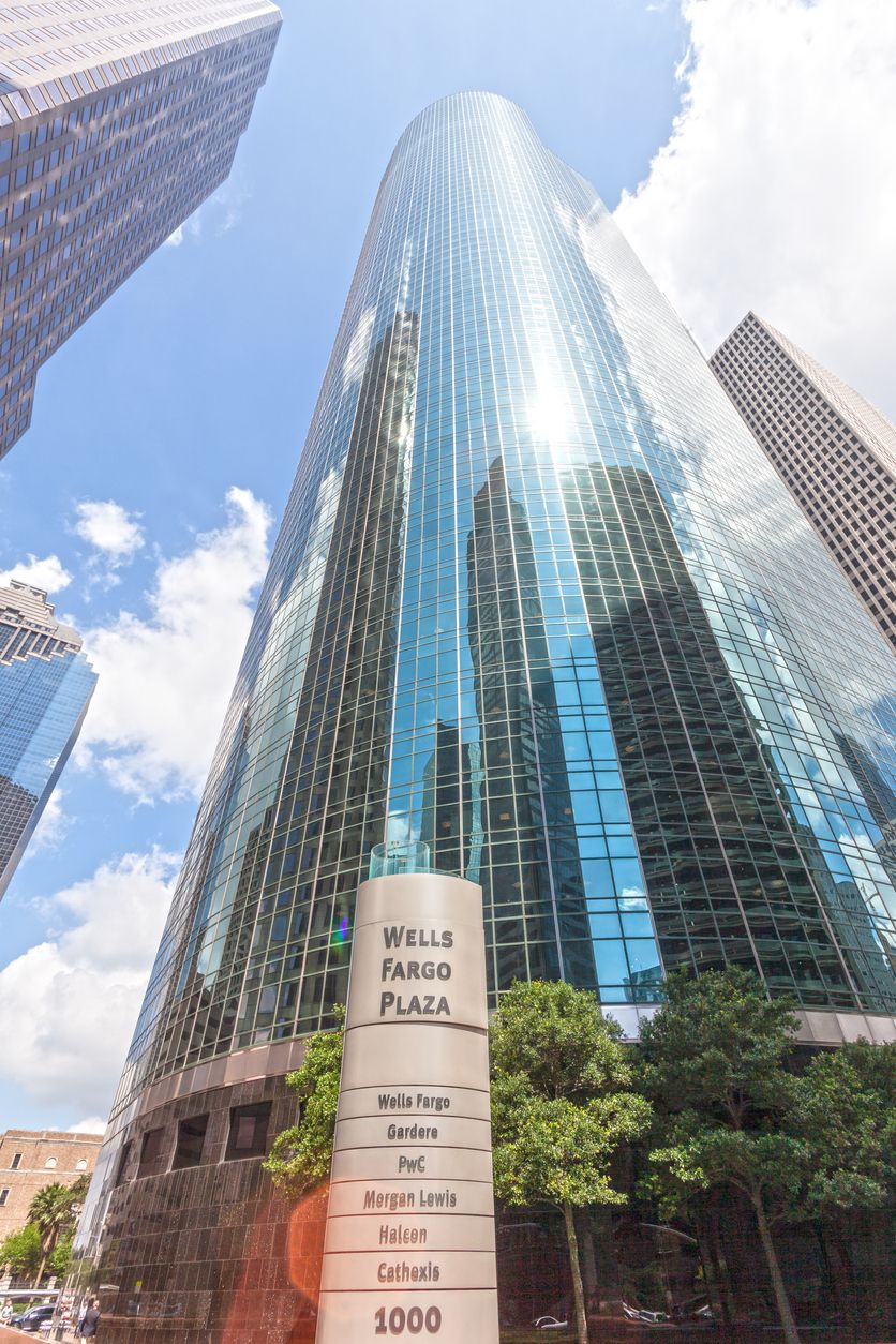 Skyscrapers at the Well Fargo Plaza in Houston Downtown district Texas