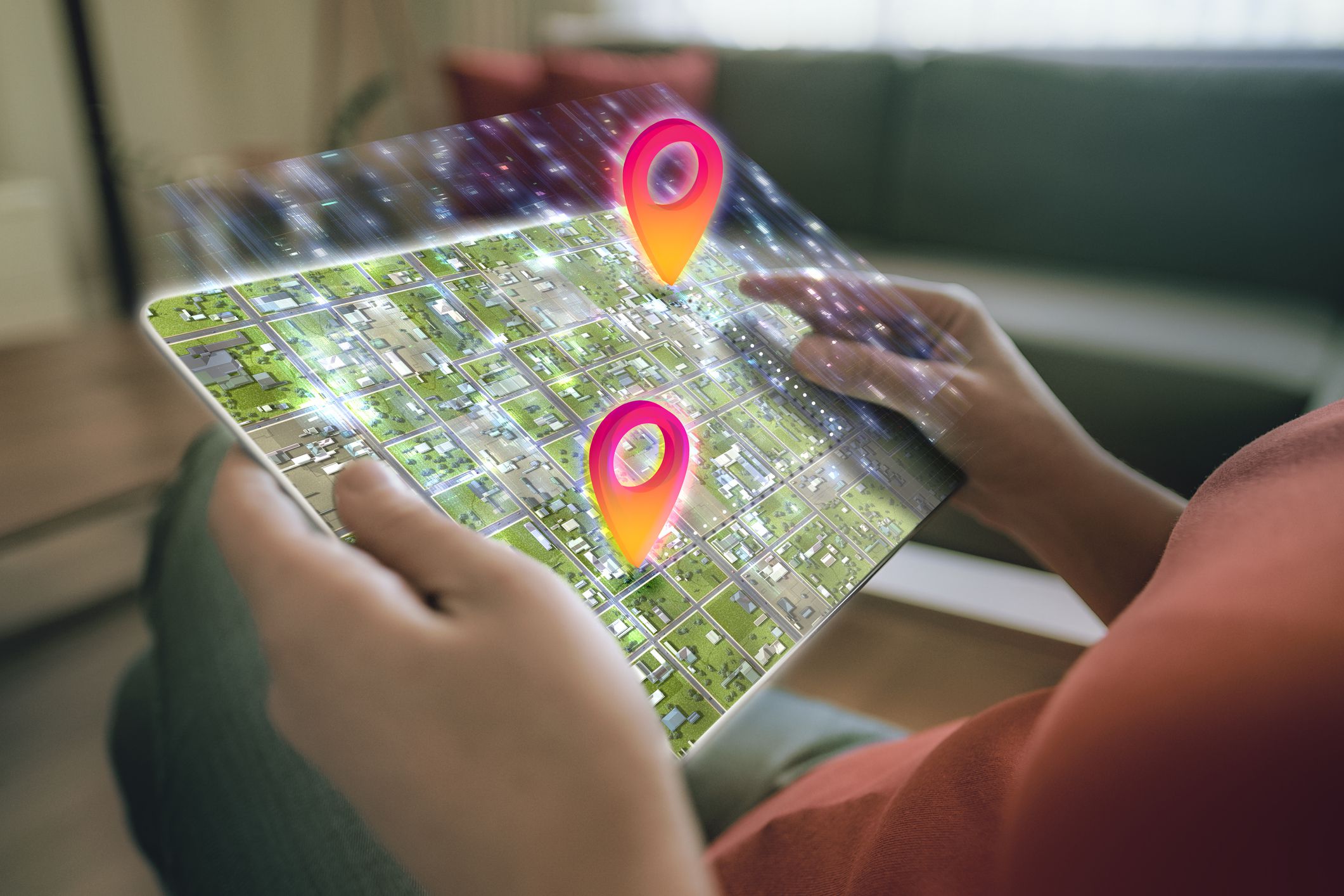 City Map on a digital tablet screen