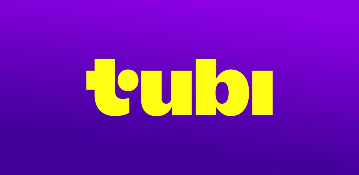 The word "tubi" in bold, yellow lowercase letters is centered on a purple gradient background.