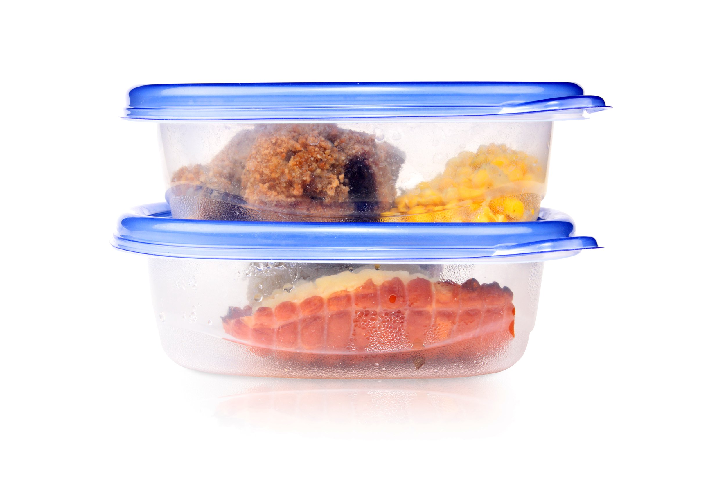 Leftovers in plastic storage containers