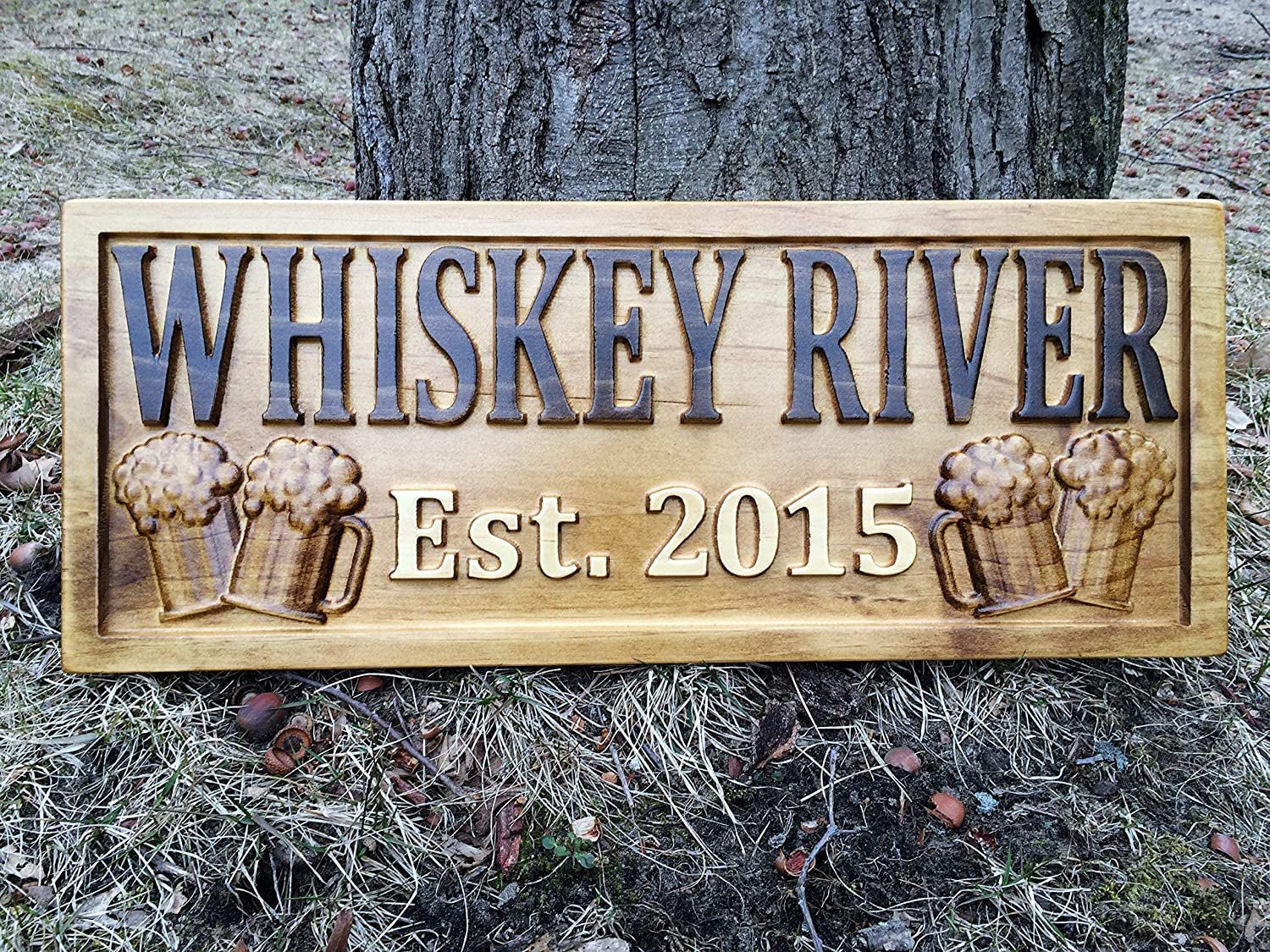Personalized Custom Carved Wood Bar Sign