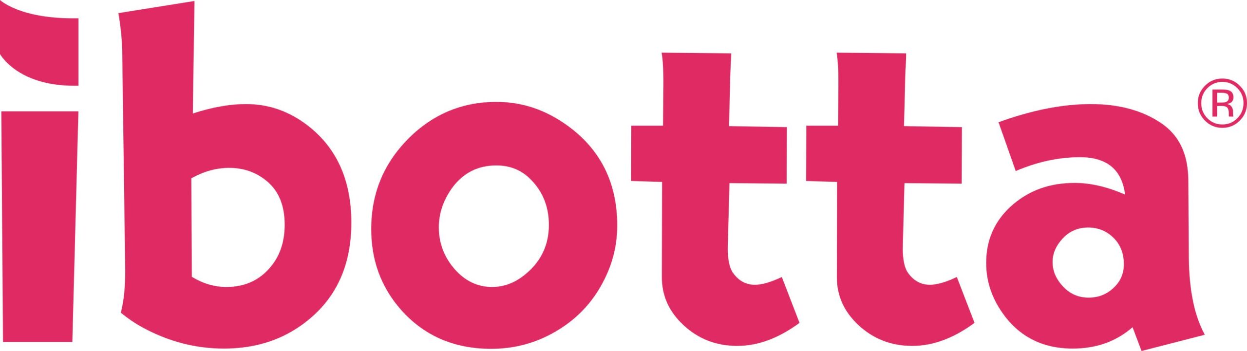 A pink logo for the company iBotta, which gives users cash back on purchases they make through their app.