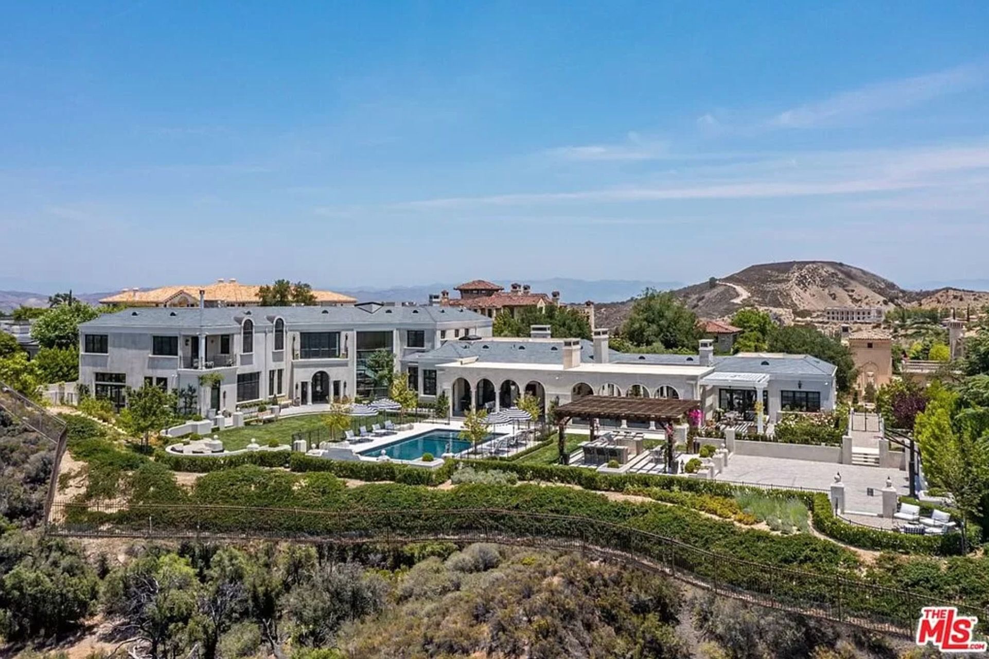 Aerial view of Clay Matthews and Casey Noble Calabasas House