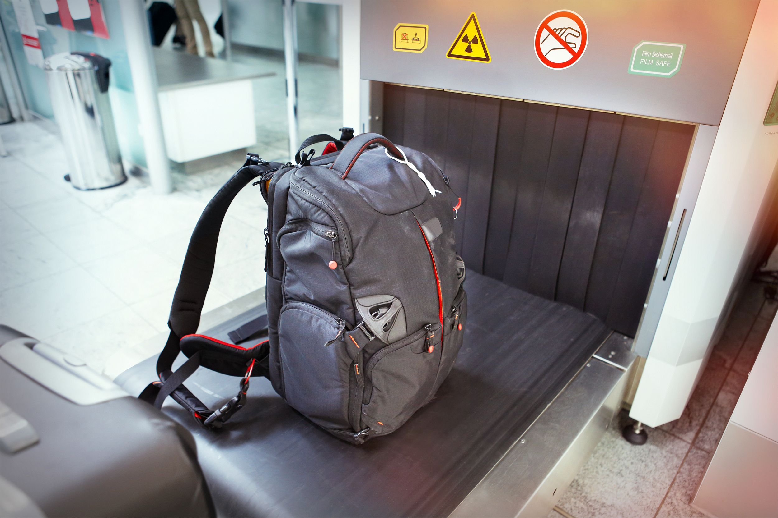 Backpack on baggage check in airport