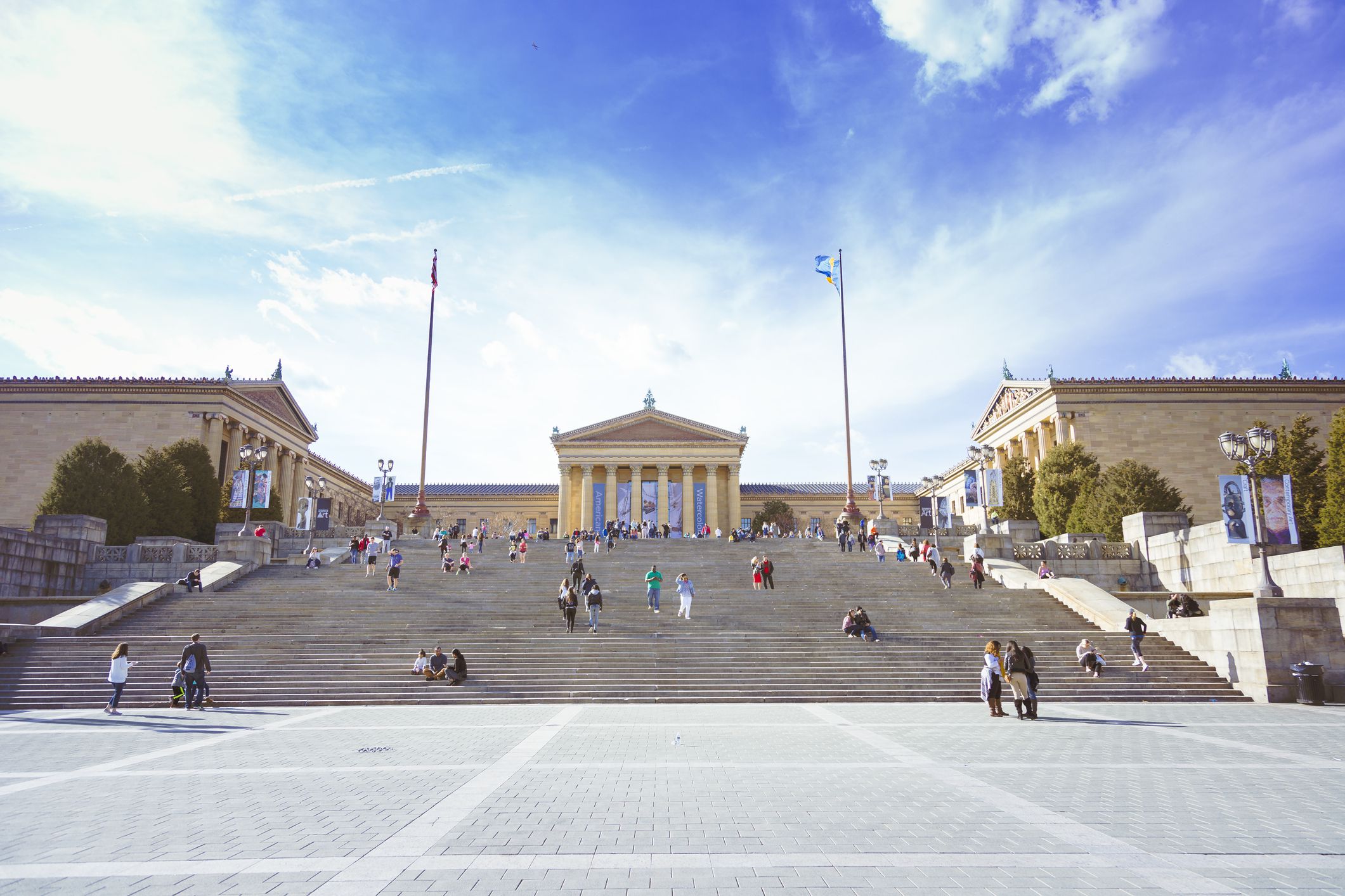 Focus on steps of Philadelphia Museum of Art, Philadelphia on a sunny day