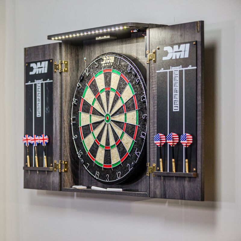 Sports Paris Lighted Bristle Dartboard and Cabinet Set