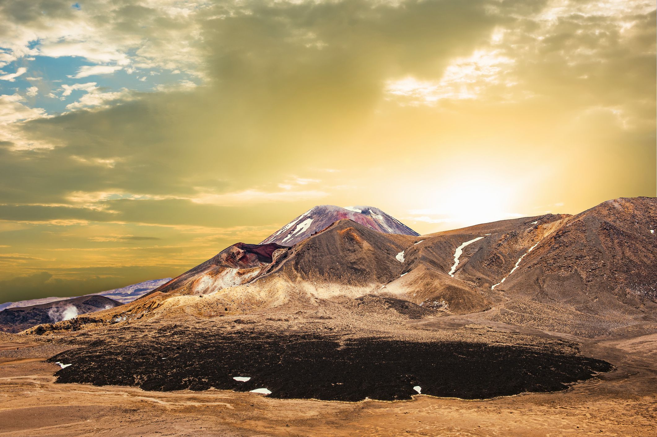 Sunset over Mount Ngauruhoe, Tongariro National Park, New Zealand