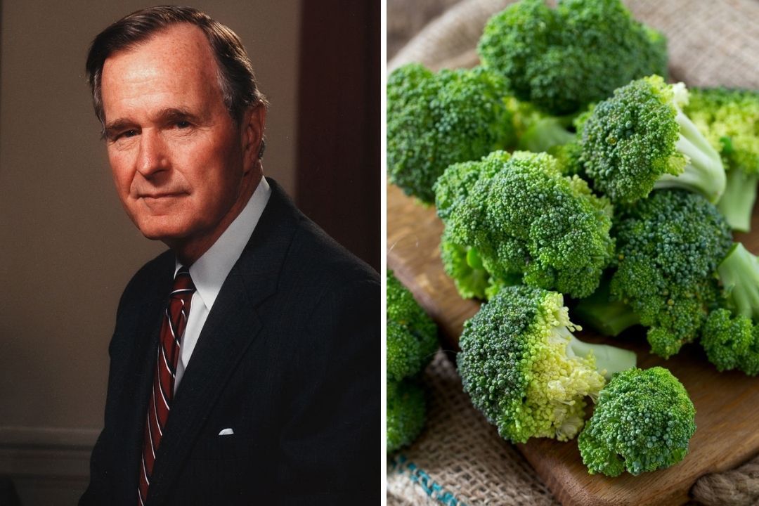 Composite: George HW Bush and broccoli