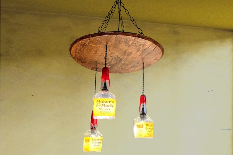 Bourbon Barrel Lid Bar Chandelier
