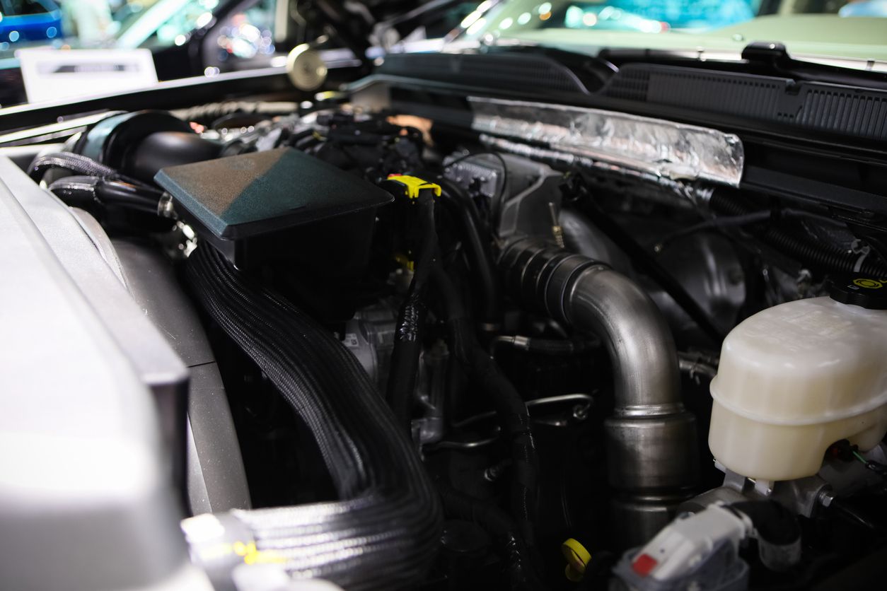 Closeup of a heavy duty truck engine