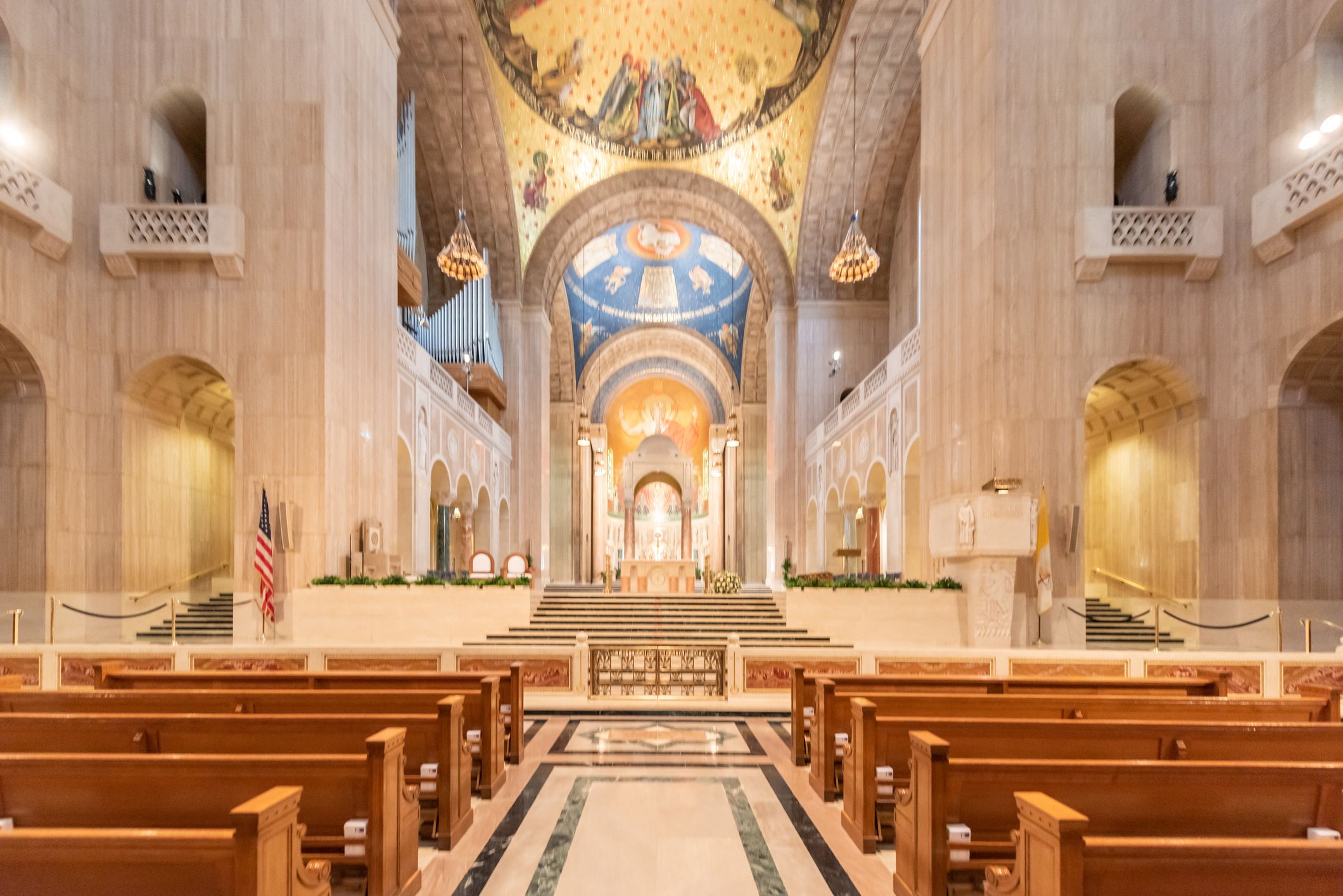 Inside of Basilica National Shrine of the Immaculate Conception in Washington DC, USA.